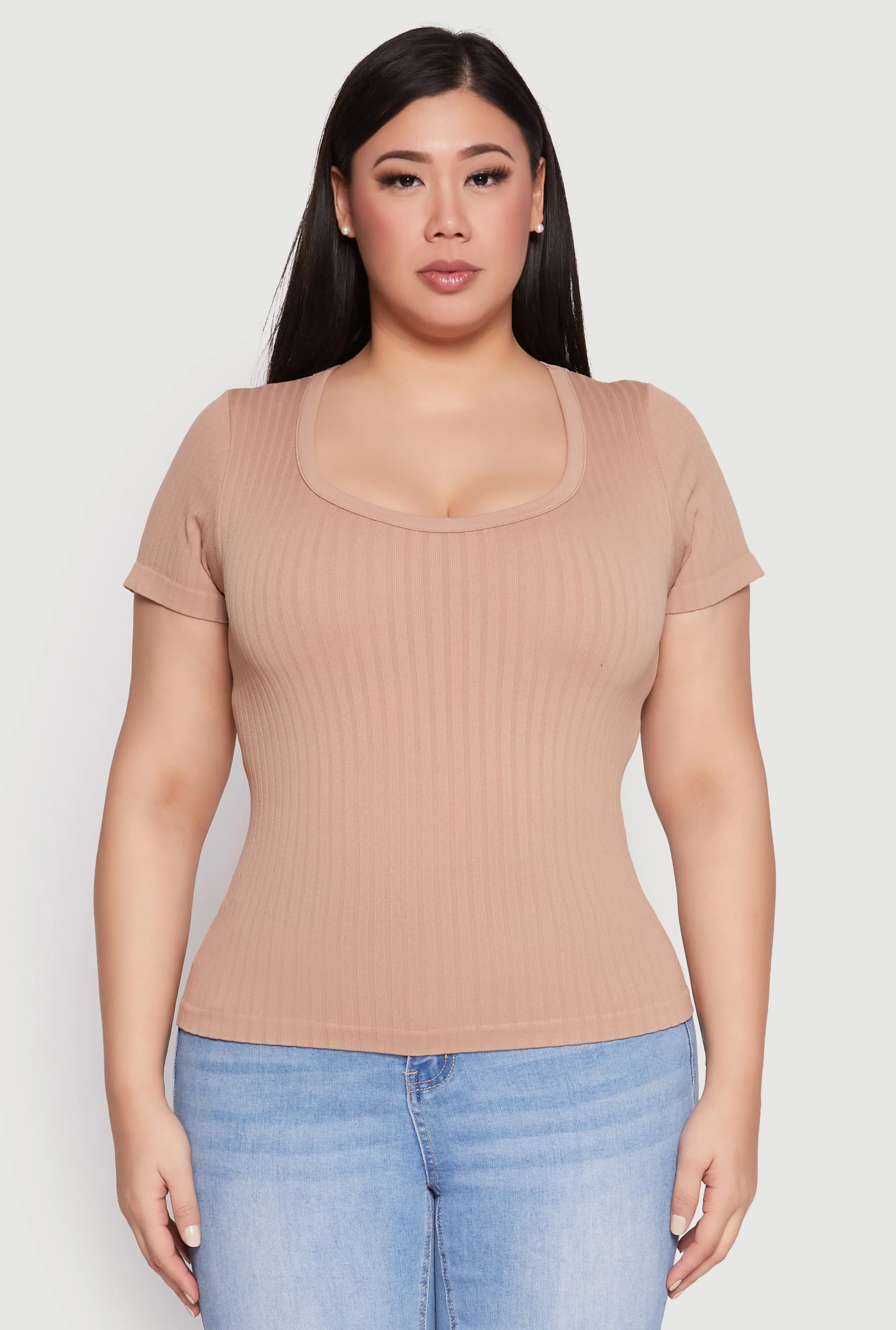 Plus Size Basic Ribbed Knit Seamless Top sold by Rainbow product image thumbnail 2