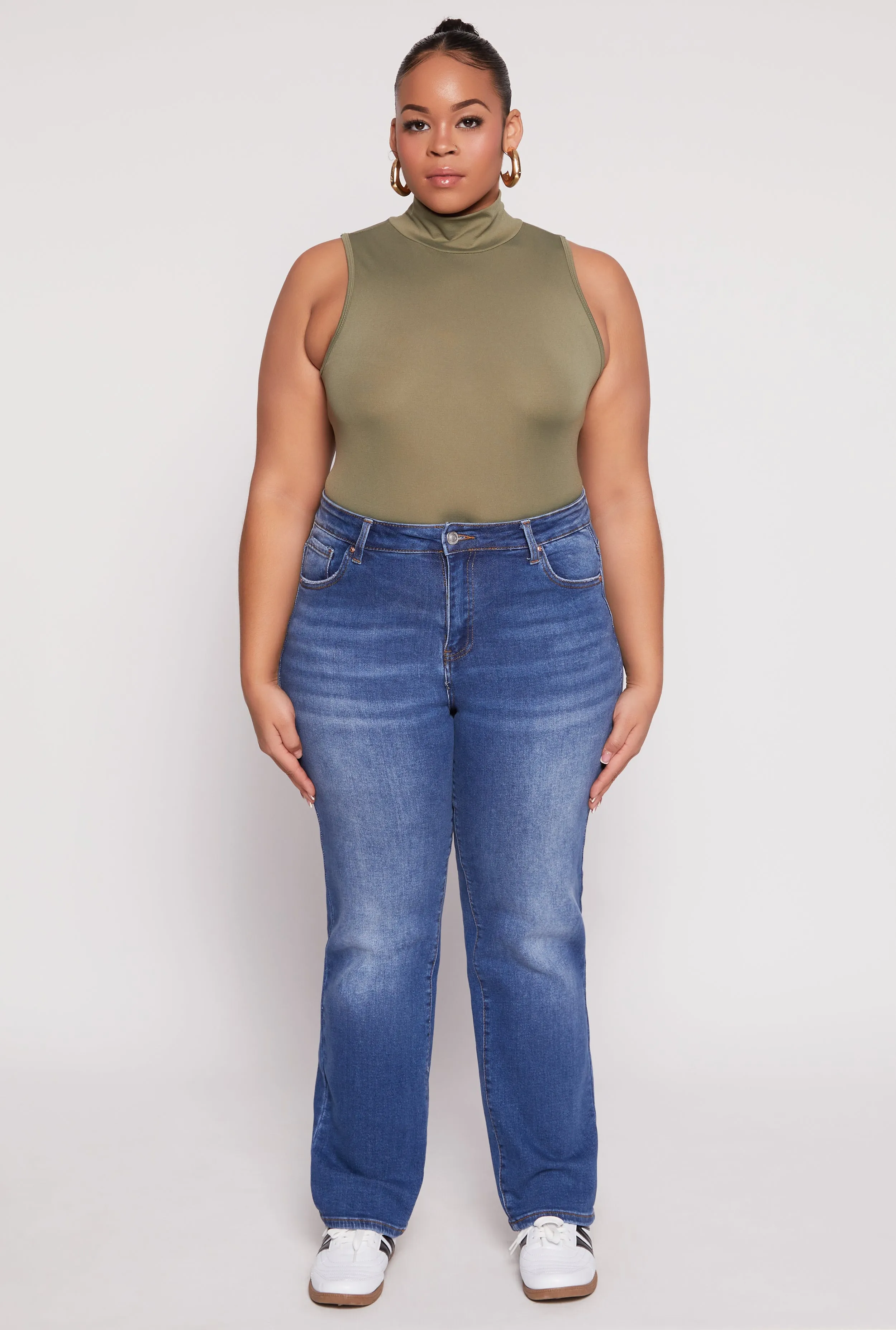 Plus Size Sleeveless Mock Neck Top sold by Rainbow