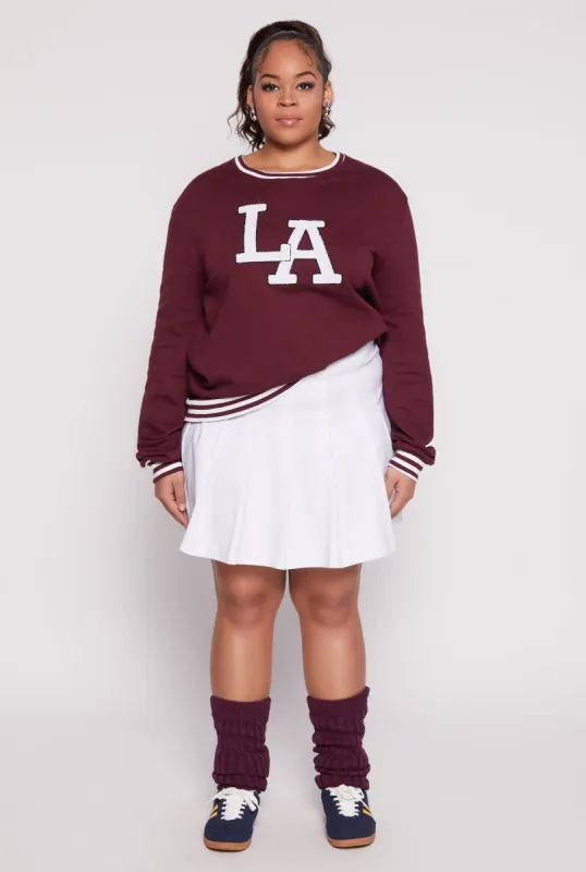Plus Size Chenille LA Varsity Sweatshirt sold by Rainbow