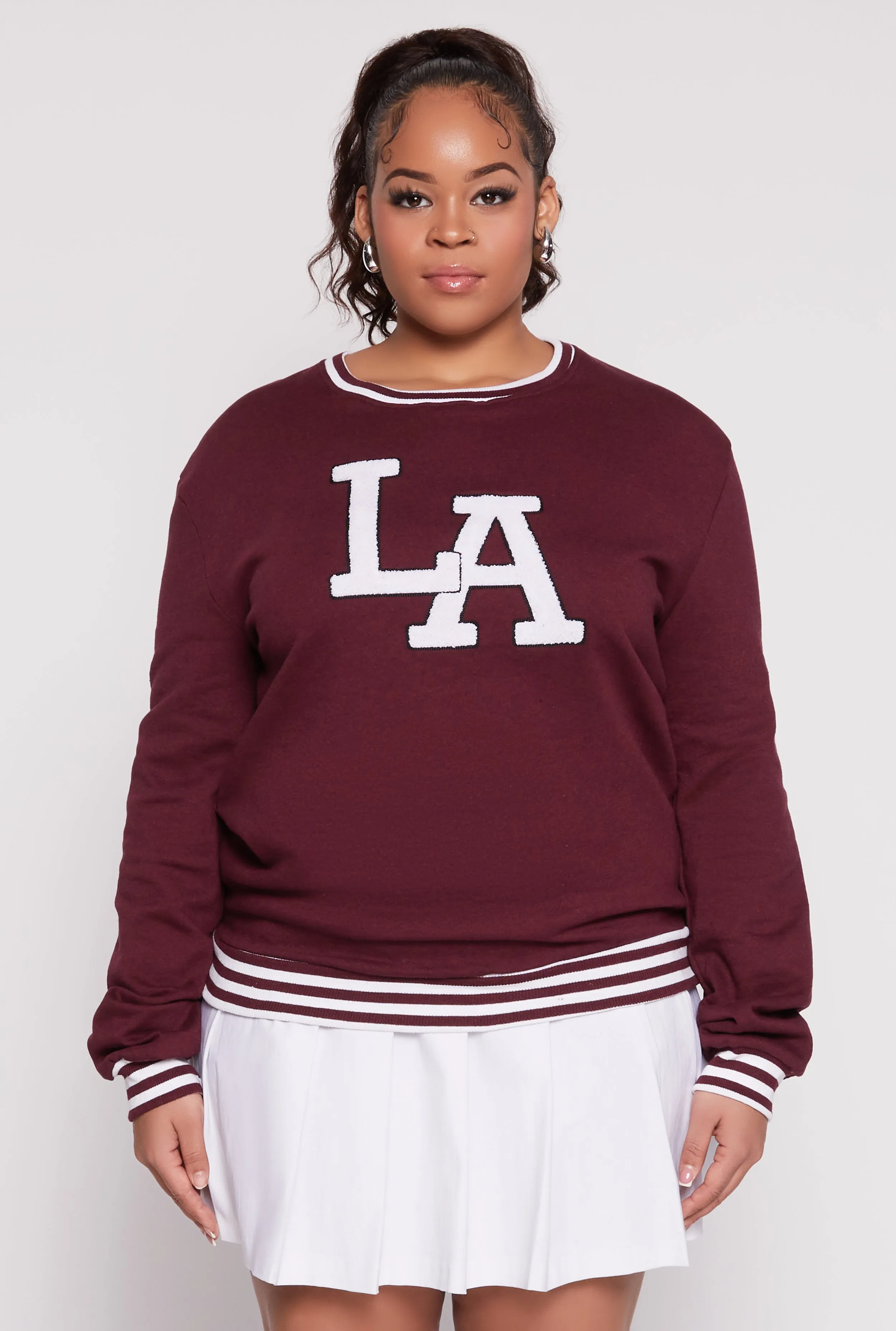 Plus Size Chenille LA Varsity Sweatshirt sold by Rainbow product image thumbnail 2