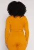 Plus Size Seamless Lace Up Long Sleeve Crop Top sold by Rainbow