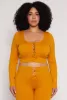 Plus Size Seamless Lace Up Long Sleeve Crop Top sold by Rainbow