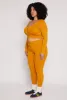 Plus Size Seamless Lace Up Long Sleeve Crop Top sold by Rainbow