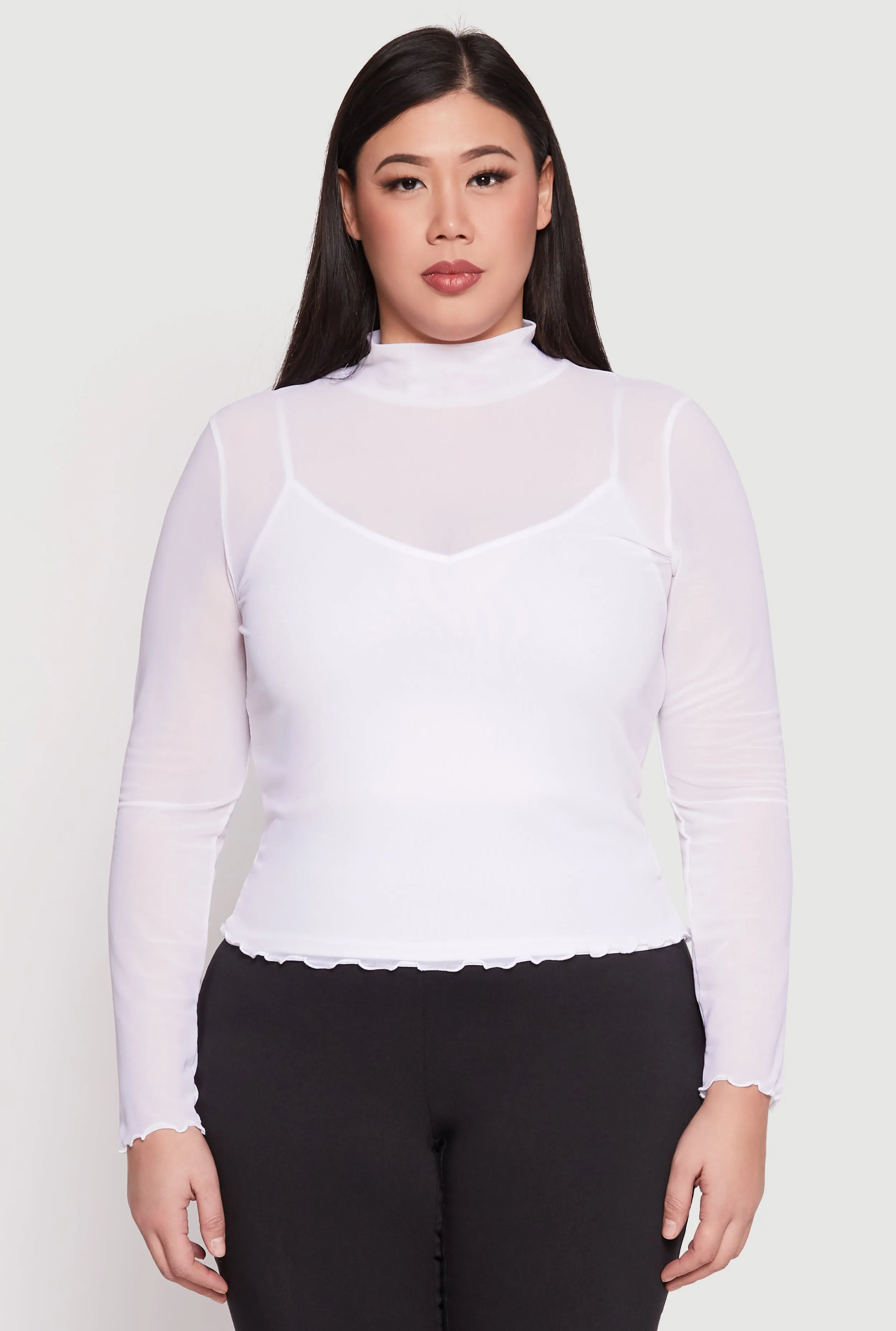 Plus Size Lined Mesh Mock Neck Top sold by Rainbow product image thumbnail 2