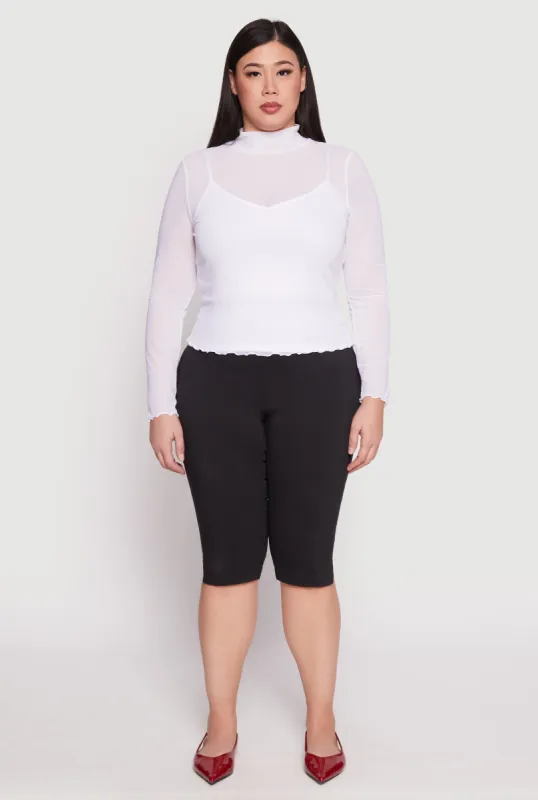 Plus Size Lined Mesh Mock Neck Top sold by Rainbow