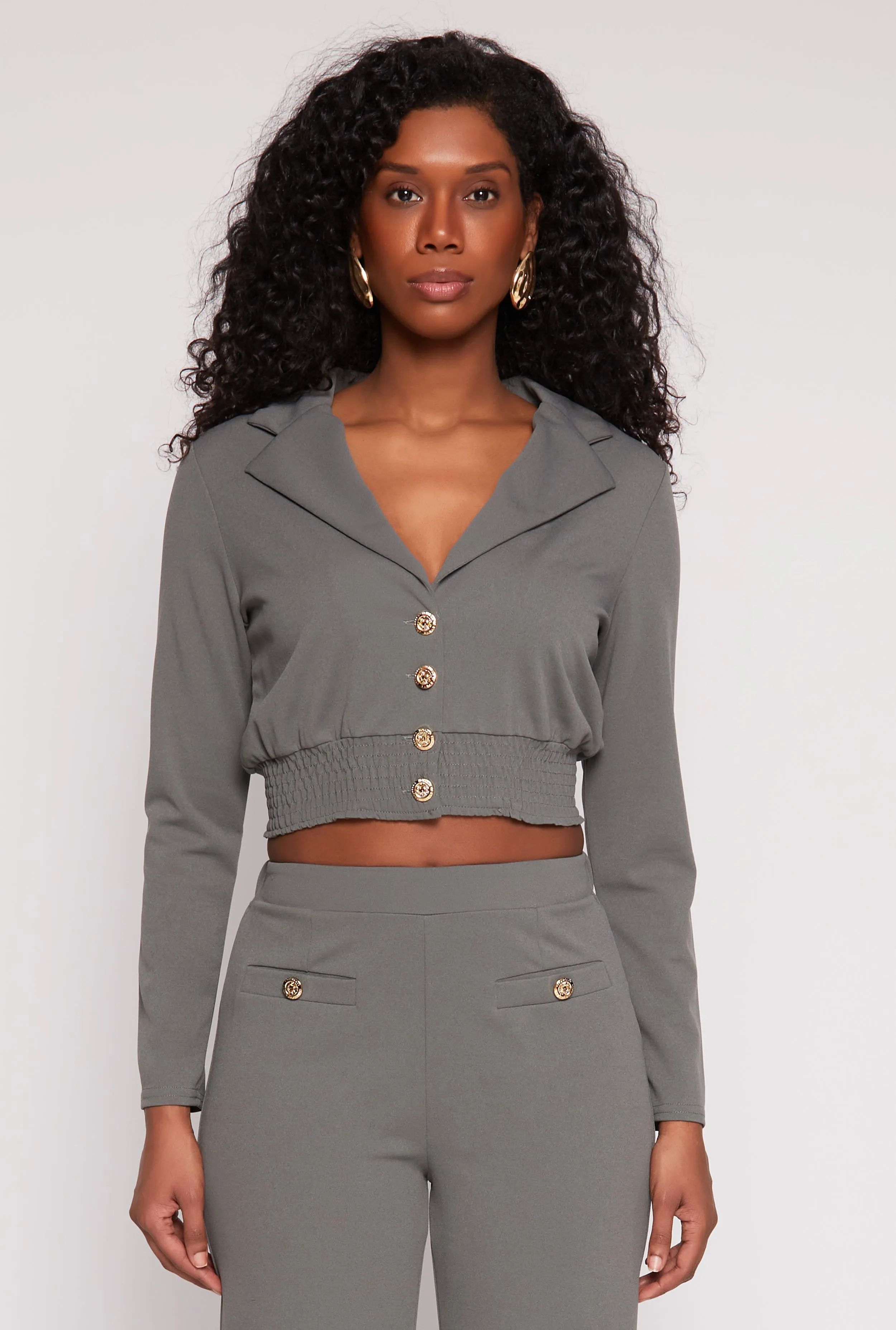 Smocked Button Front Blouse sold by Rainbow