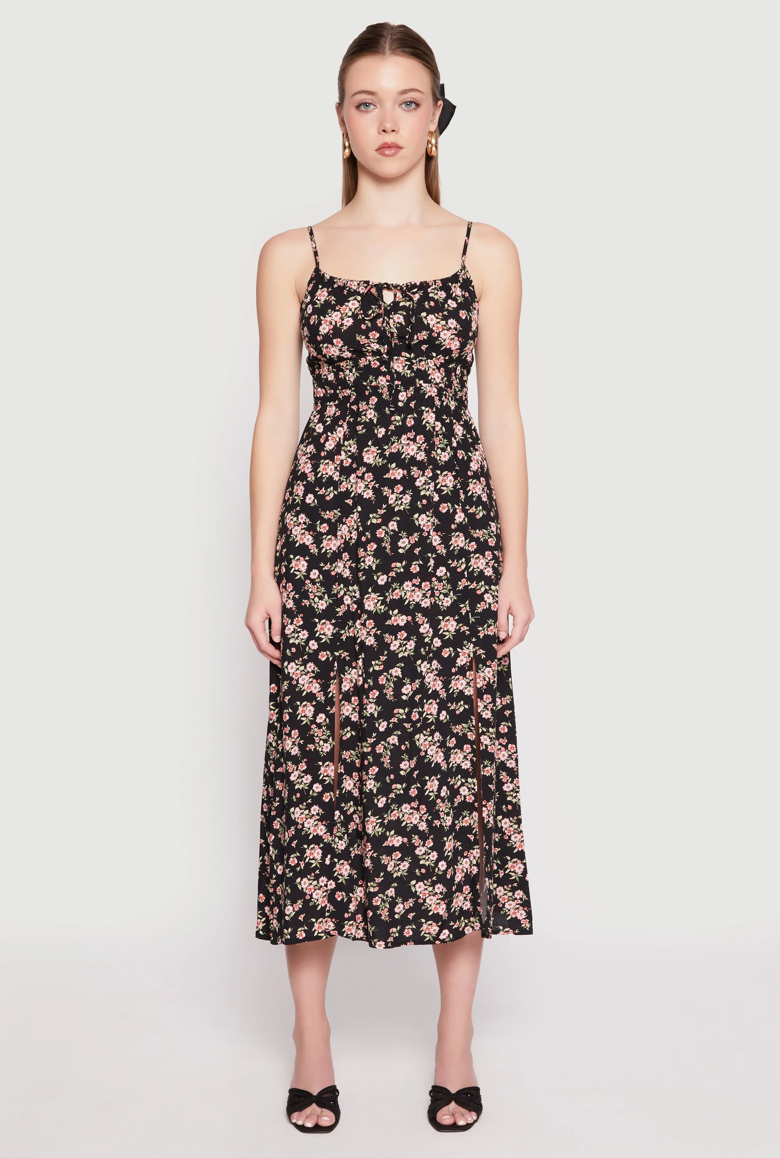 Floral Double Slit Midi Dress sold by Rainbow