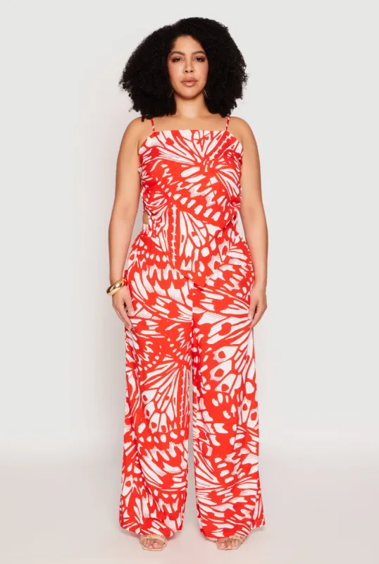 Plus Size Abstract Butterfly Print Palazzo Pants sold by Rainbow