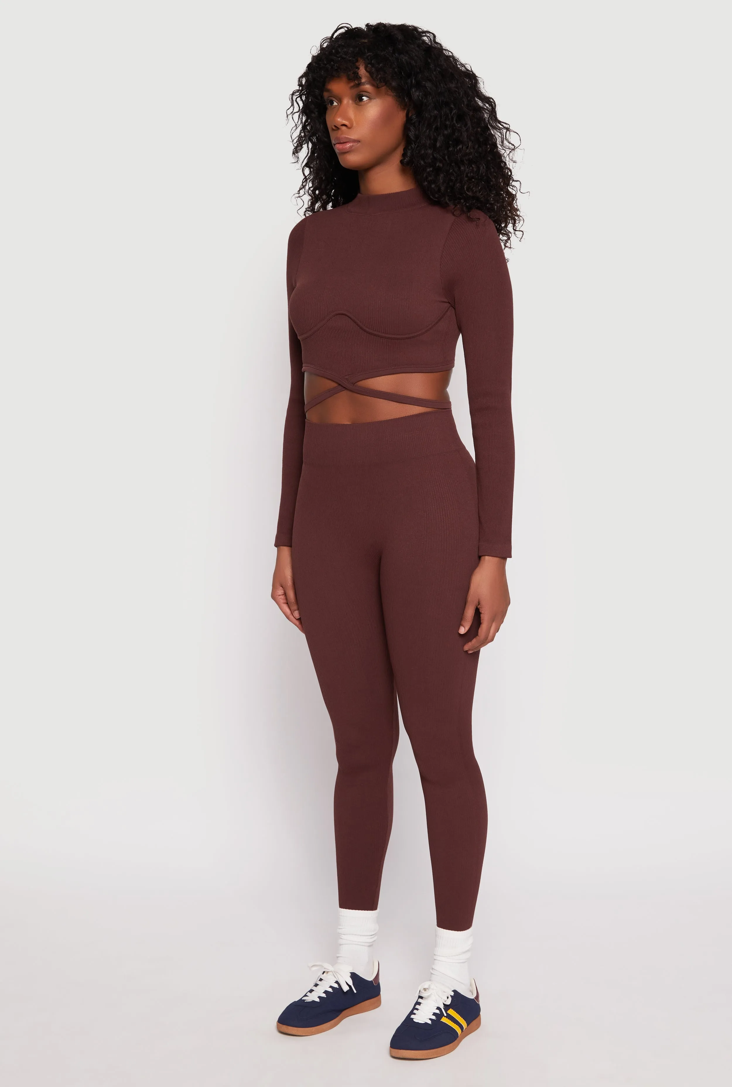 Seamless Long Sleeve Tie Back Crop Top sold by Rainbow product image thumbnail 3