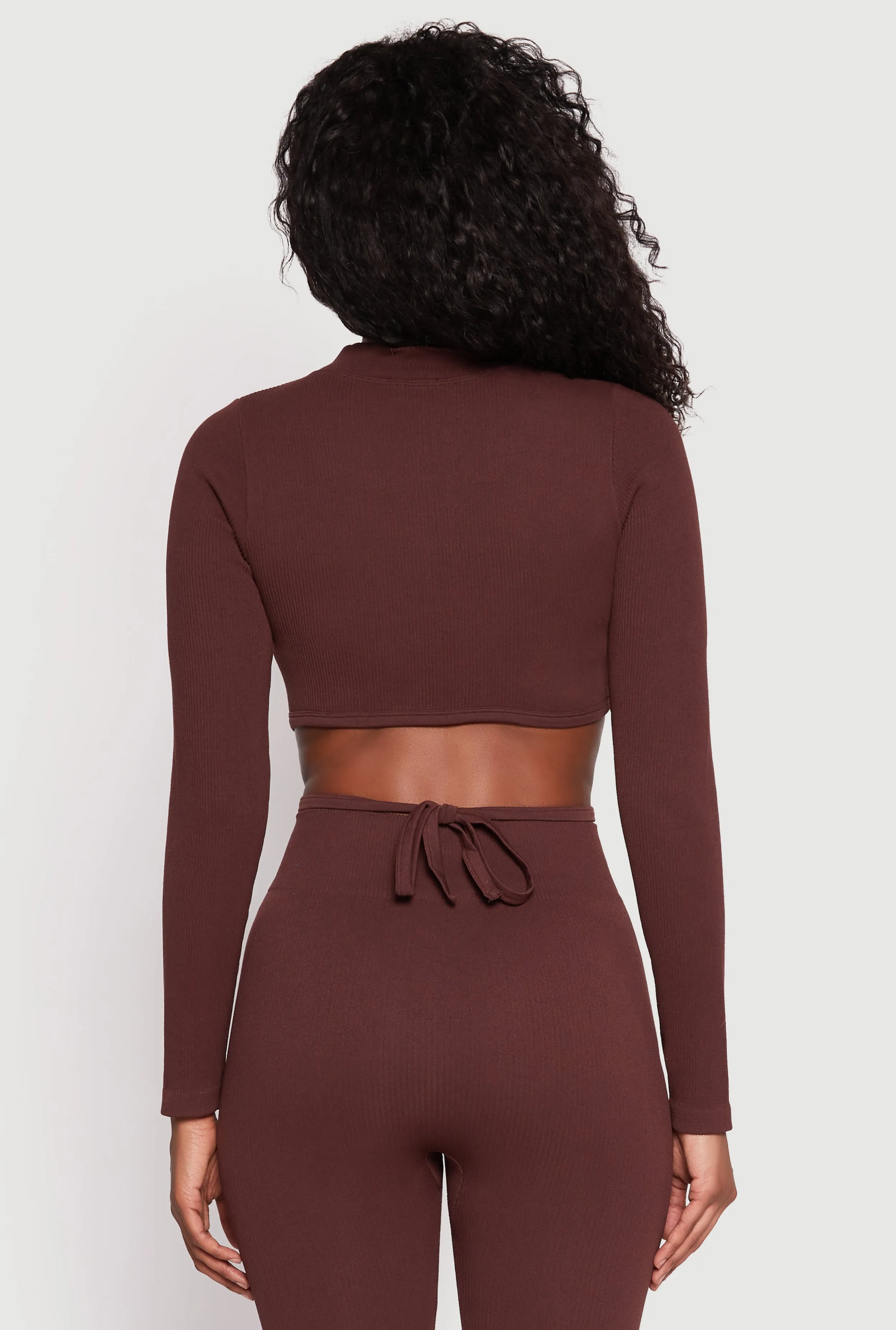 Seamless Long Sleeve Tie Back Crop Top sold by Rainbow product image thumbnail 5