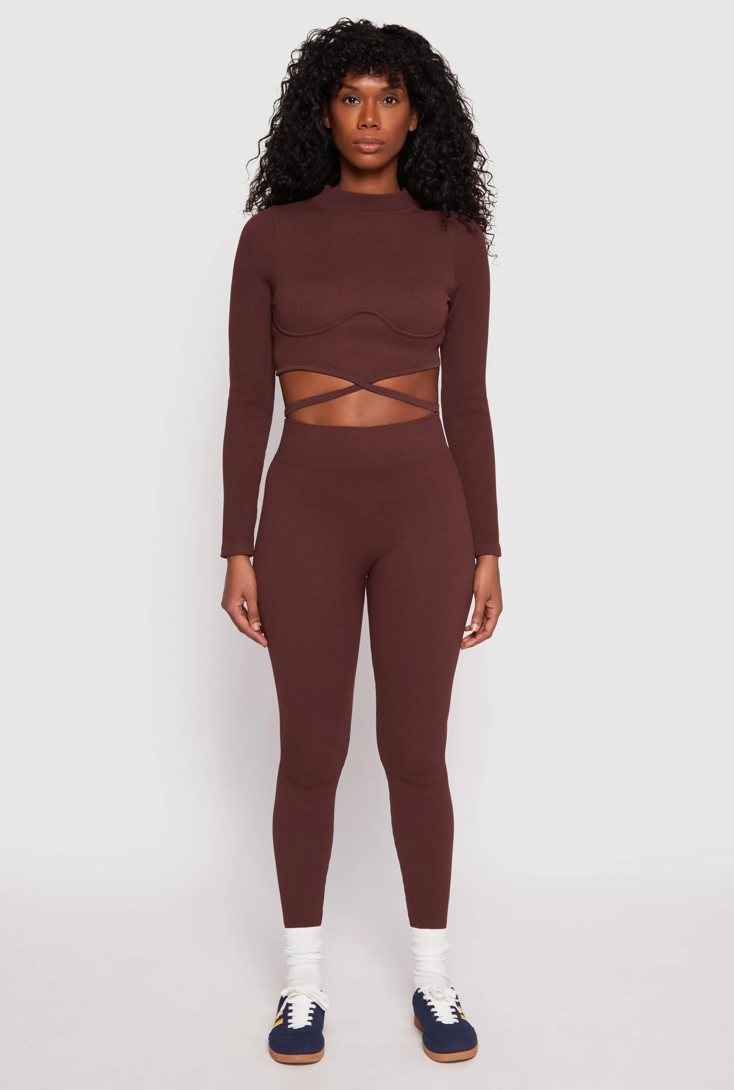 Seamless Long Sleeve Tie Back Crop Top sold by Rainbow product image thumbnail 2