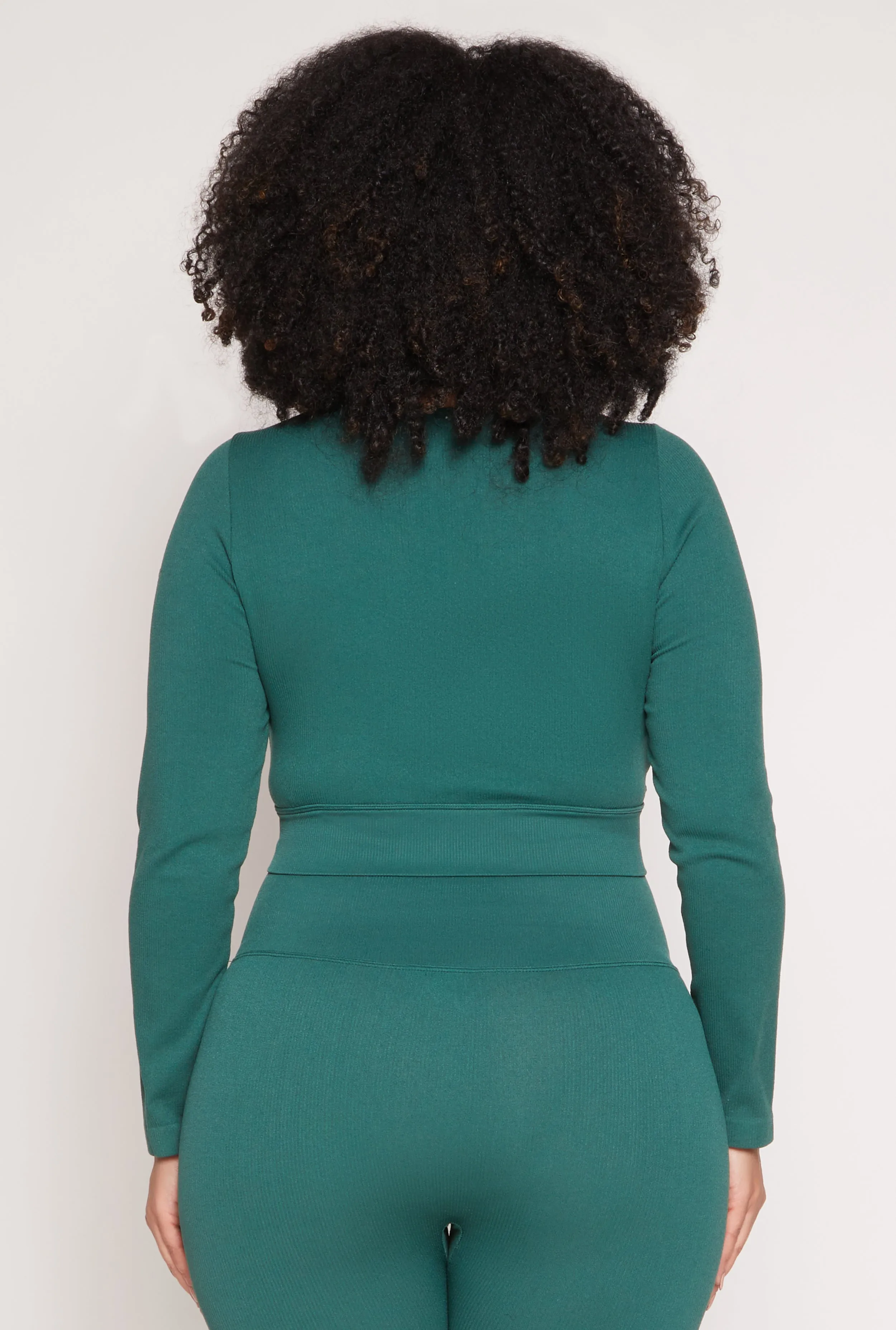 Plus Size Seamless Lace Up Long Sleeve Crop Top sold by Rainbow product image thumbnail 5