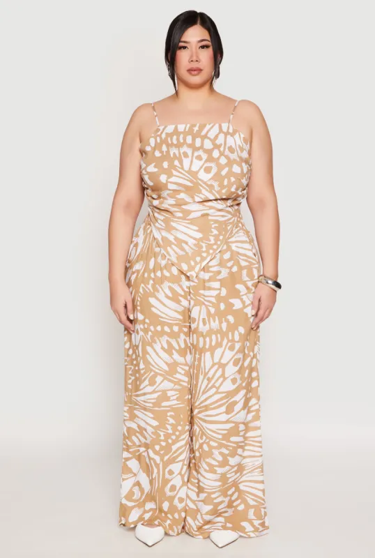 Plus Size Abstract Butterfly Print Palazzo Pants sold by Rainbow