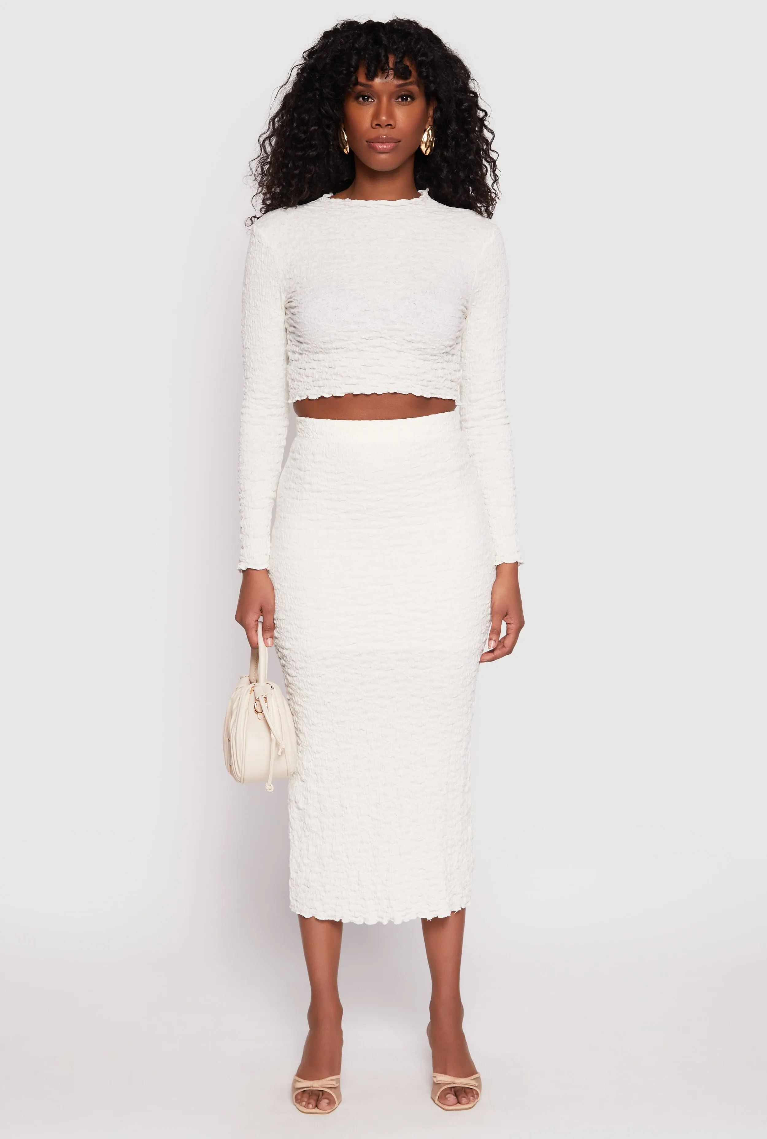Almost Famous Textured Knit Back Slit Skirt sold by Rainbow