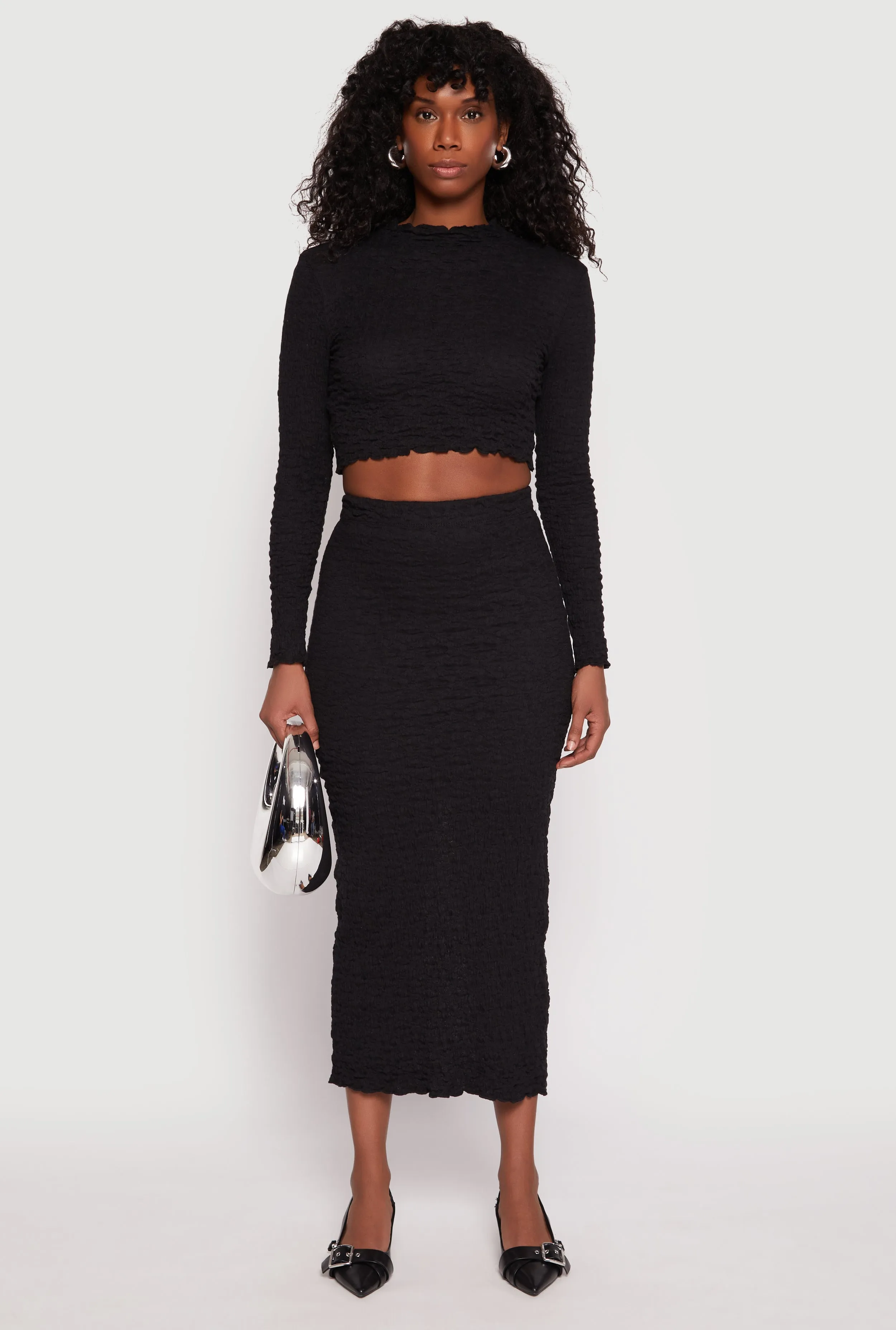 Almost Famous Textured Knit Back Slit Skirt sold by Rainbow