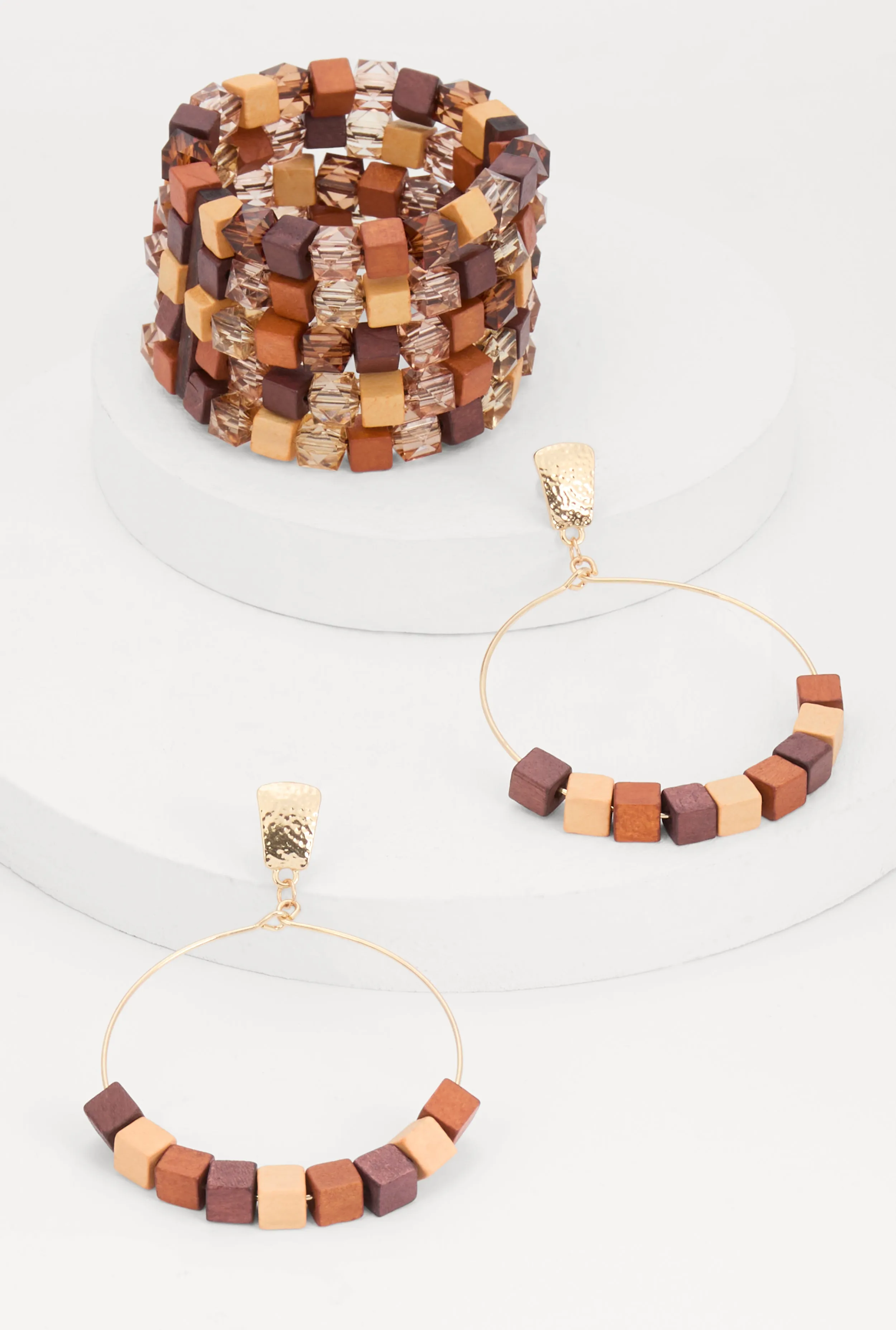 Beaded Layered Stretch Bracelet and Hoop Earrings sold by Rainbow