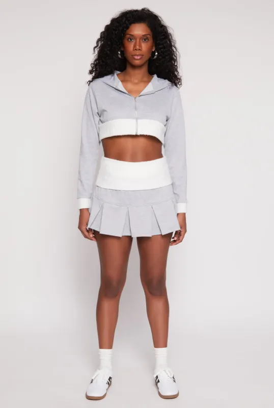 Two Toned Waistband Pleated Micro Skirt sold by Rainbow