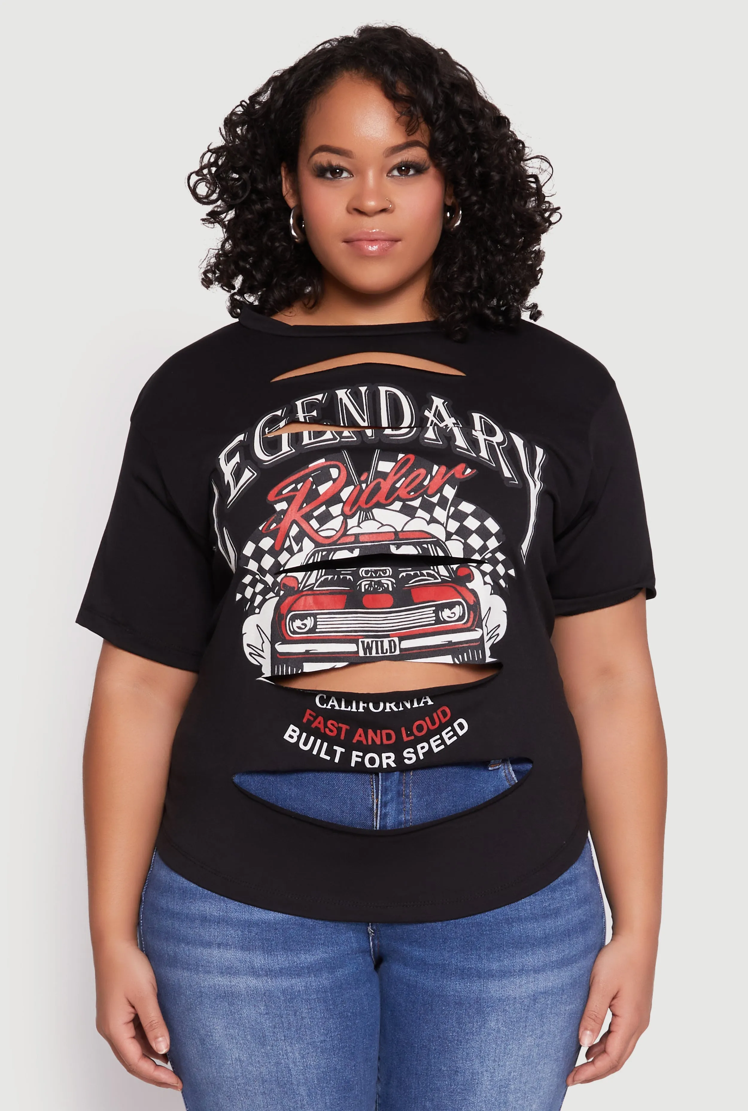 Plus Size Slashed Legendary Rider Tee sold by Rainbow product image thumbnail 2