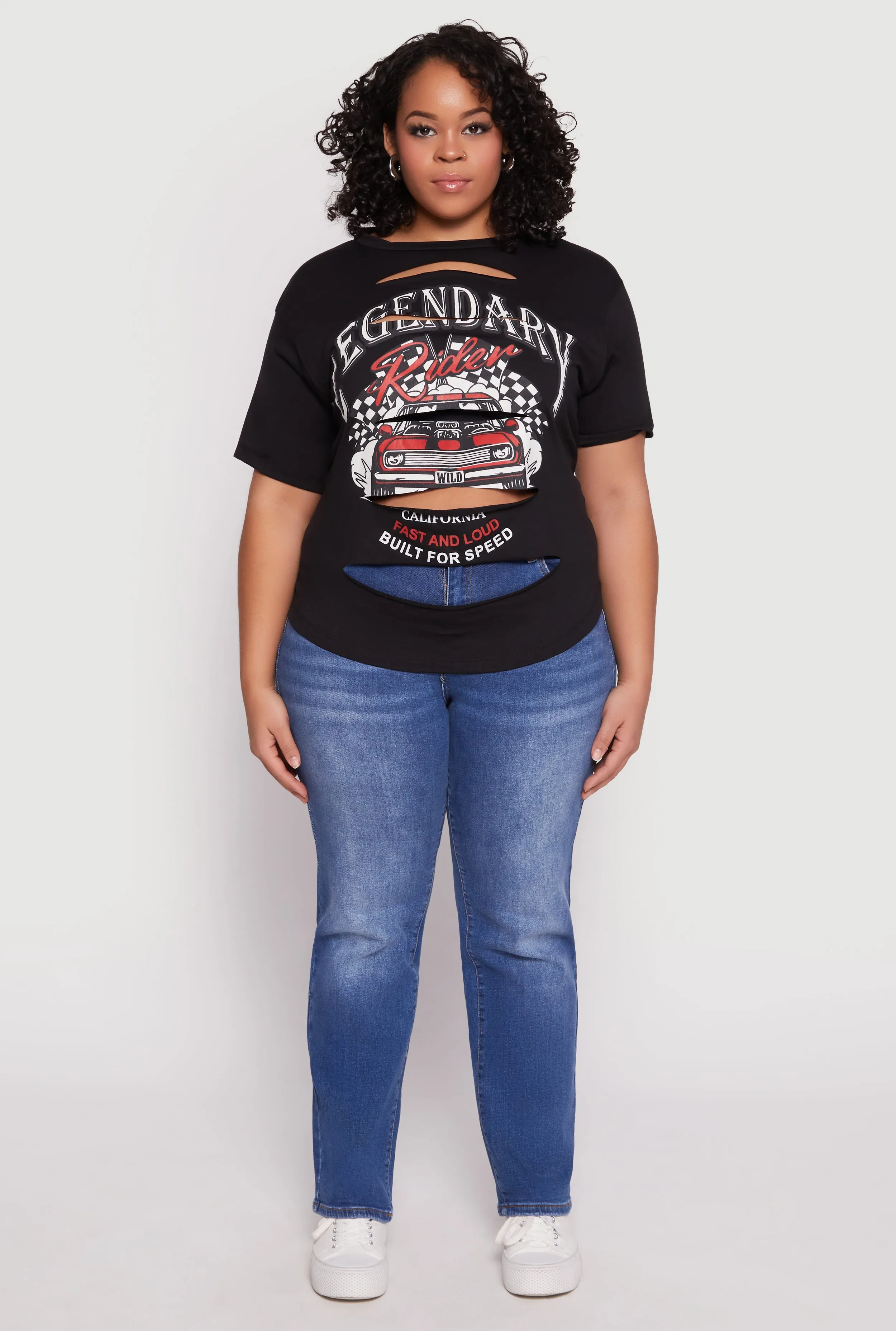 Plus Size Slashed Legendary Rider Tee sold by Rainbow
