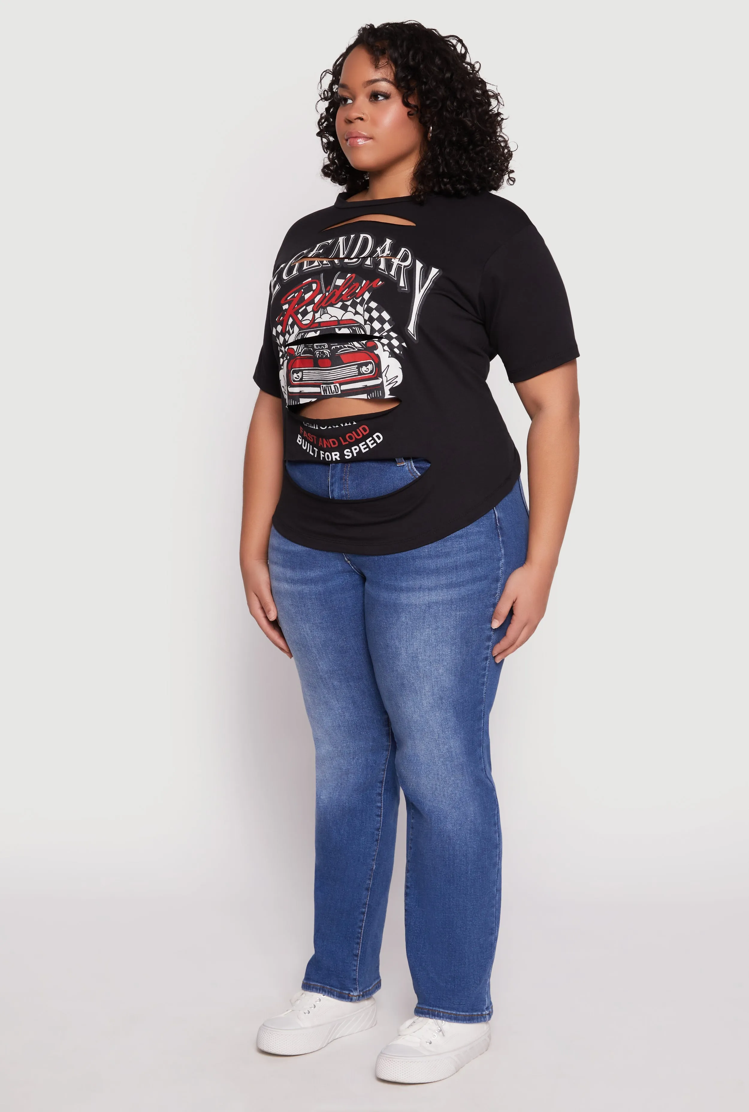 Plus Size Slashed Legendary Rider Tee sold by Rainbow product image thumbnail 3