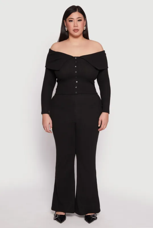 Plus Size Almost Famous High Waist Flare Pants sold by Rainbow