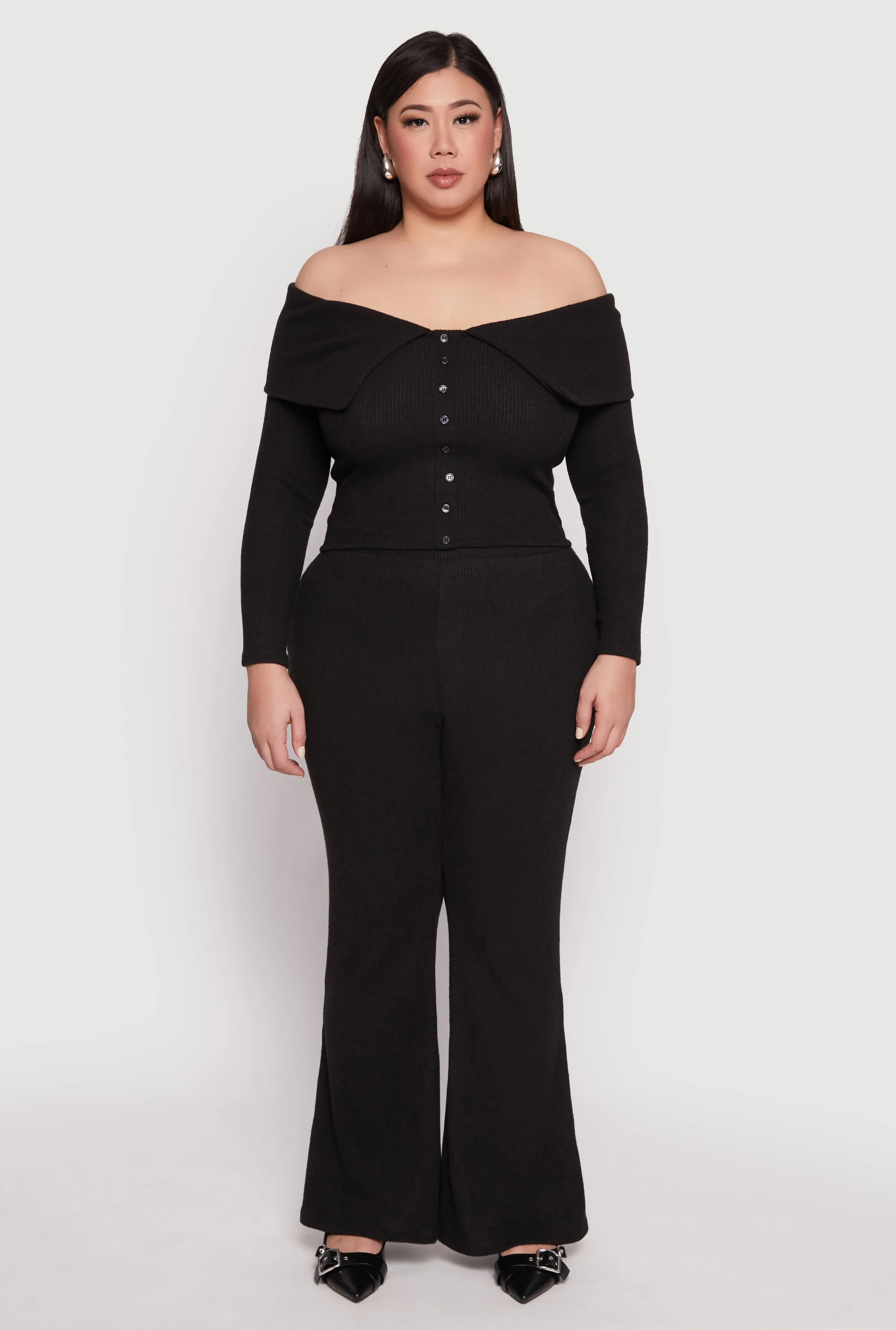 Plus Size Almost Famous High Waist Flare Pants sold by Rainbow