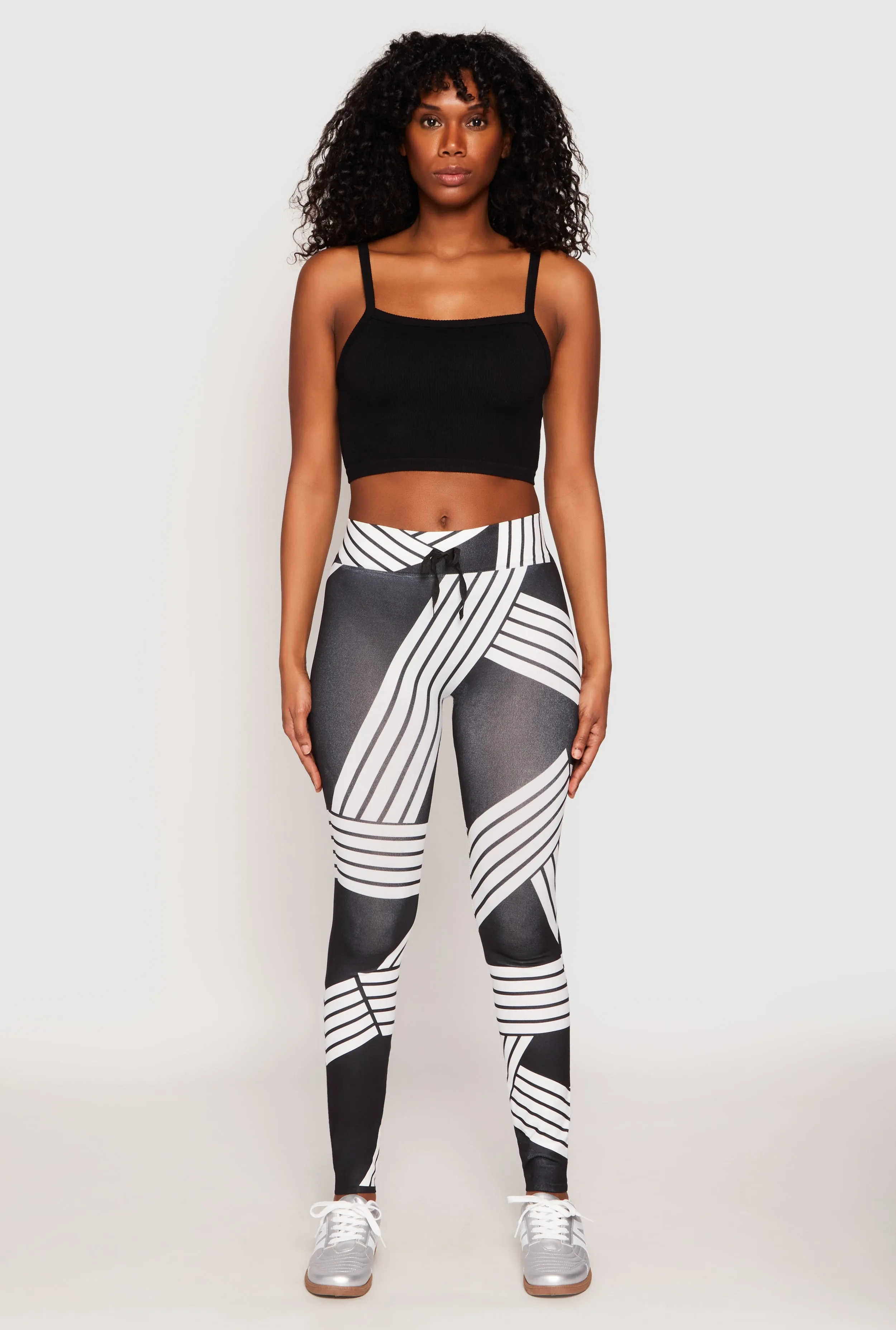 Striped Print Drawstring Detail Leggings sold by Rainbow