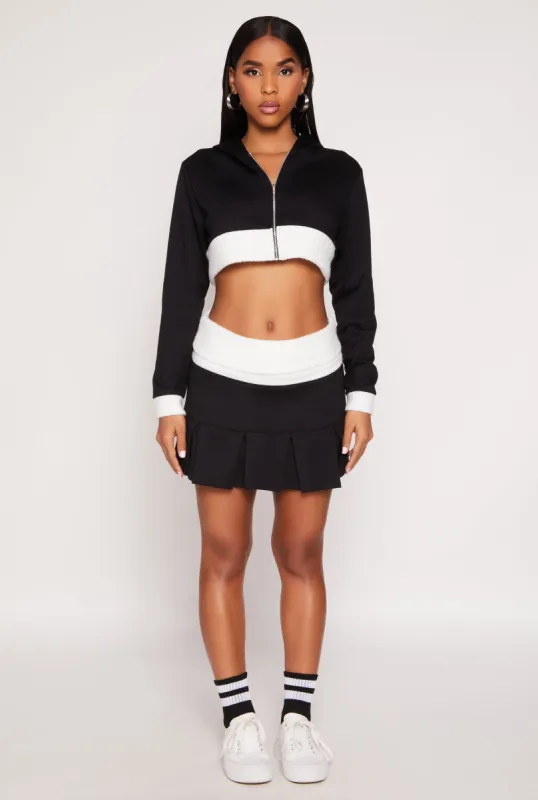 Two Toned Waistband Pleated Micro Skirt sold by Rainbow