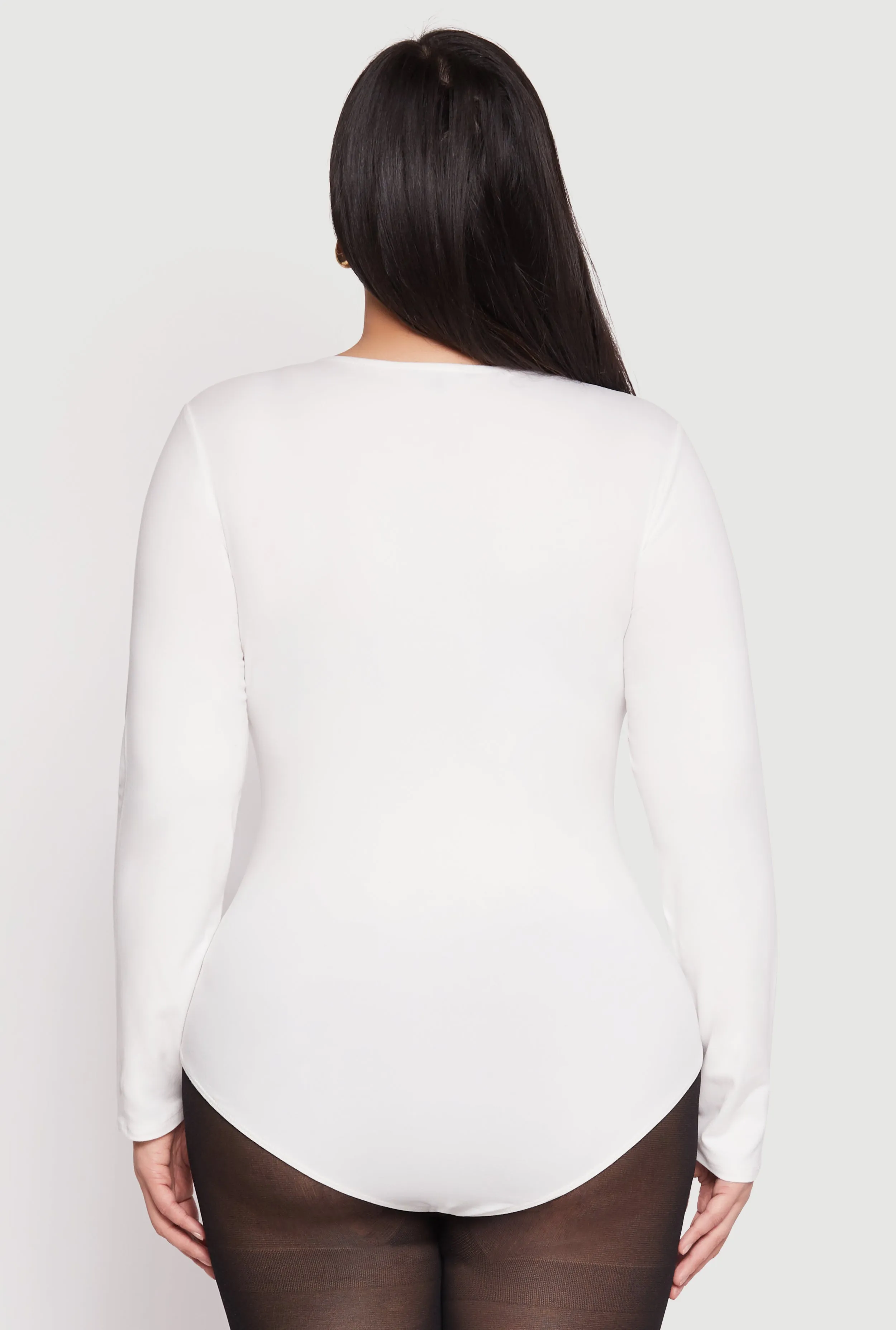 Plus Size Long Sleeve V Neck Bodysuit sold by Rainbow product image thumbnail 5