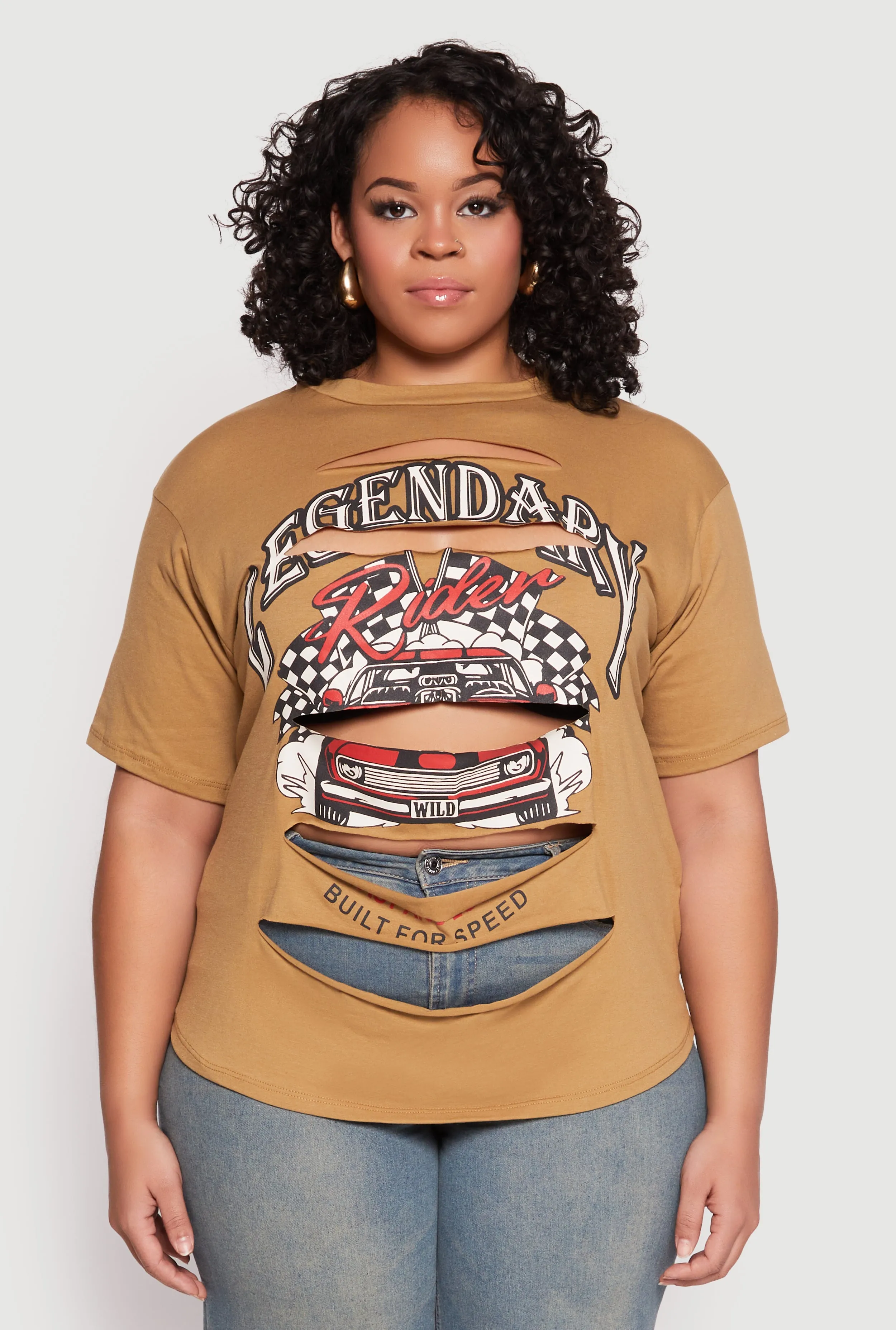 Plus Size Slashed Legendary Rider Tee sold by Rainbow product image thumbnail 2