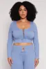 Plus Size Seamless Lace Up Long Sleeve Crop Top sold by Rainbow