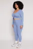 Plus Size Seamless Lace Up Long Sleeve Crop Top sold by Rainbow