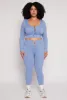 Plus Size Seamless Lace Up Long Sleeve Crop Top sold by Rainbow