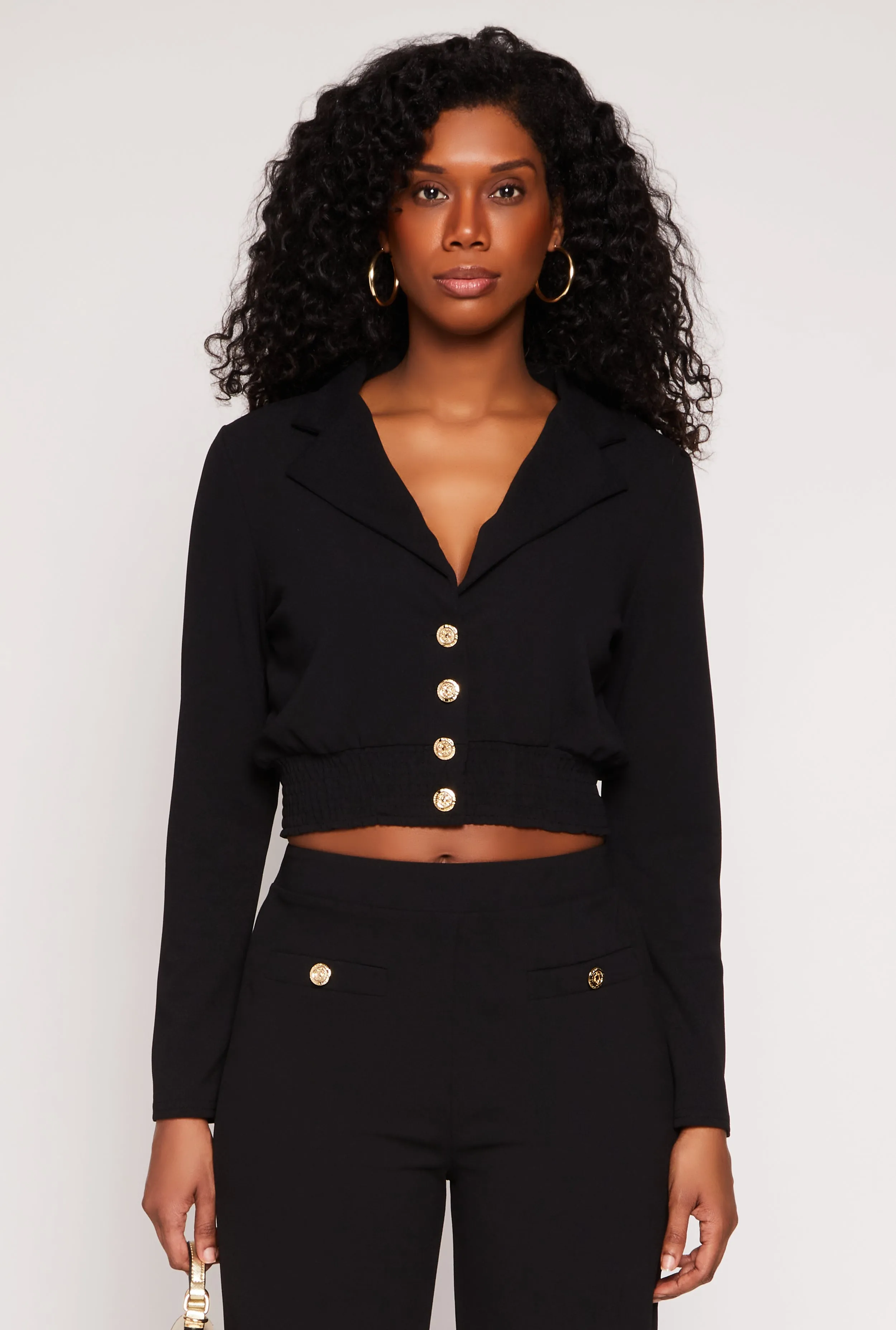 Smocked Button Front Blouse sold by Rainbow