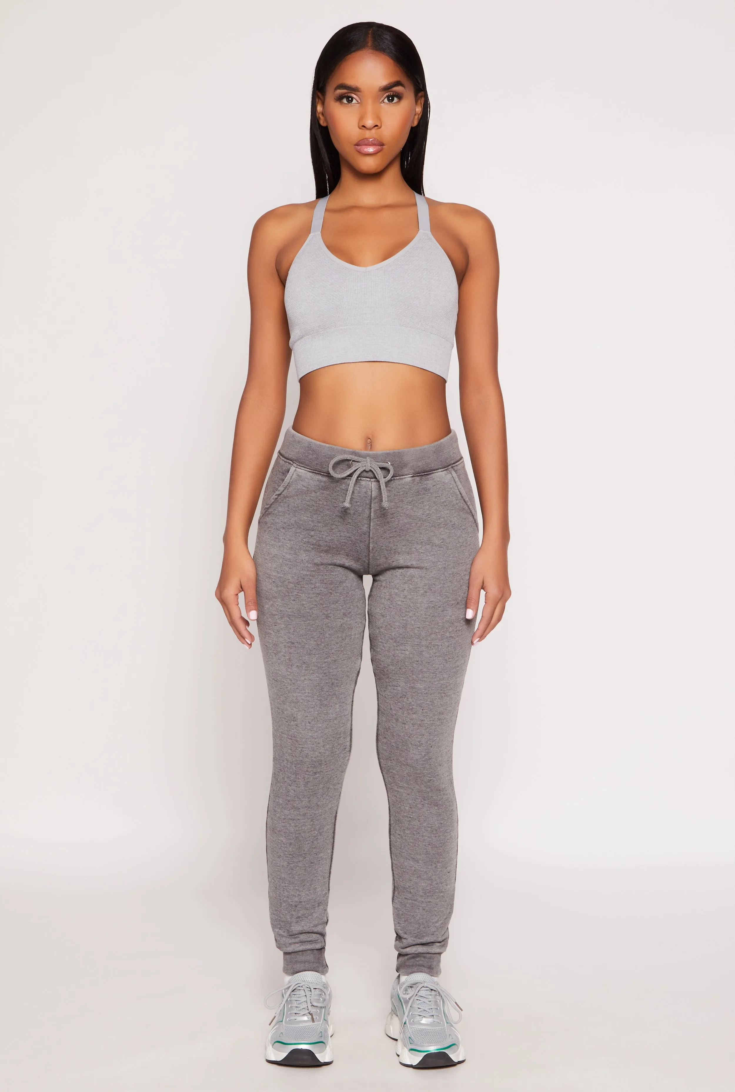 Fleece Lined Acid Wash Drawstring Joggers sold by Rainbow