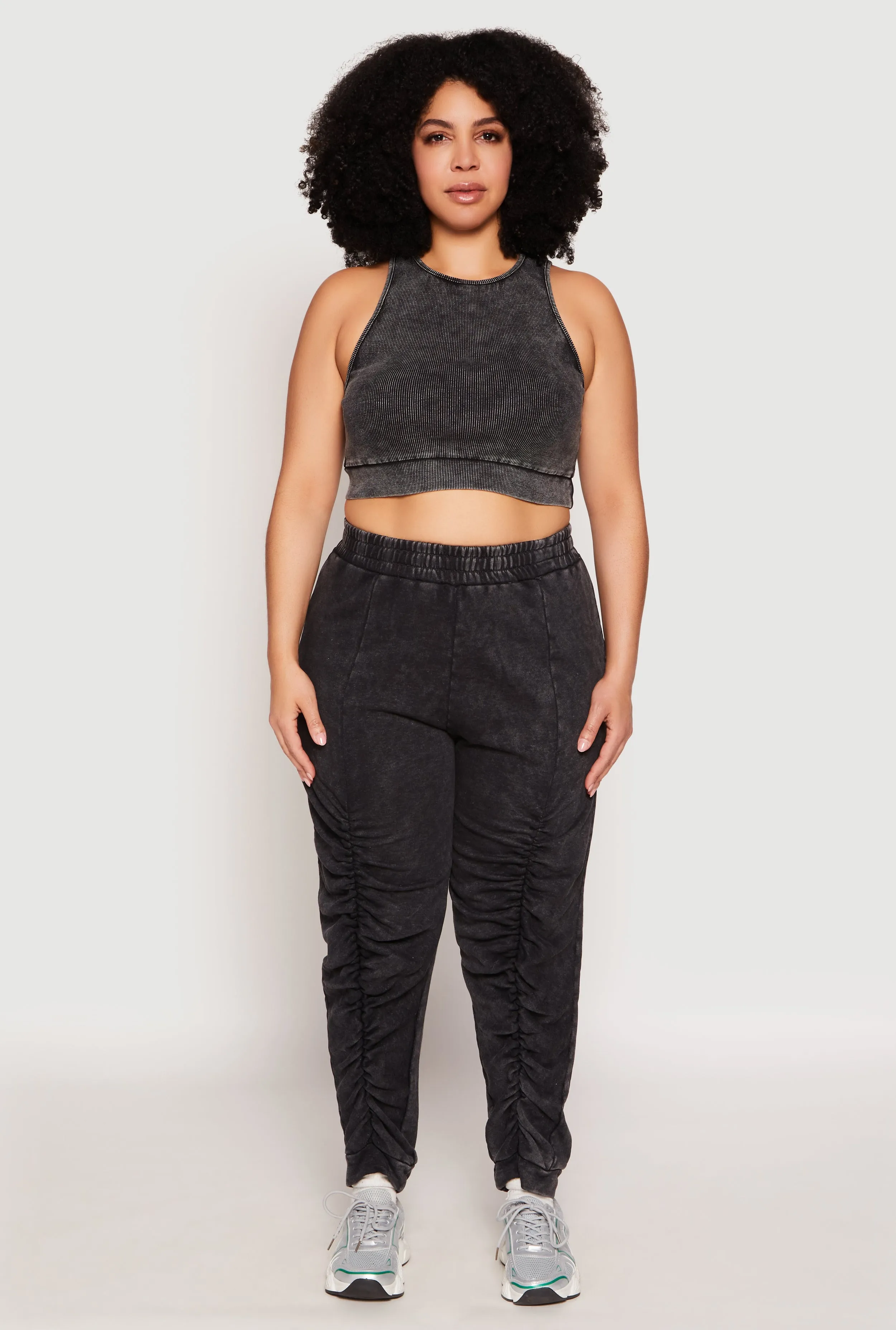 Plus Size Ribbed Knit Acid Wash Racerback Crop Top sold by Rainbow product image thumbnail 2