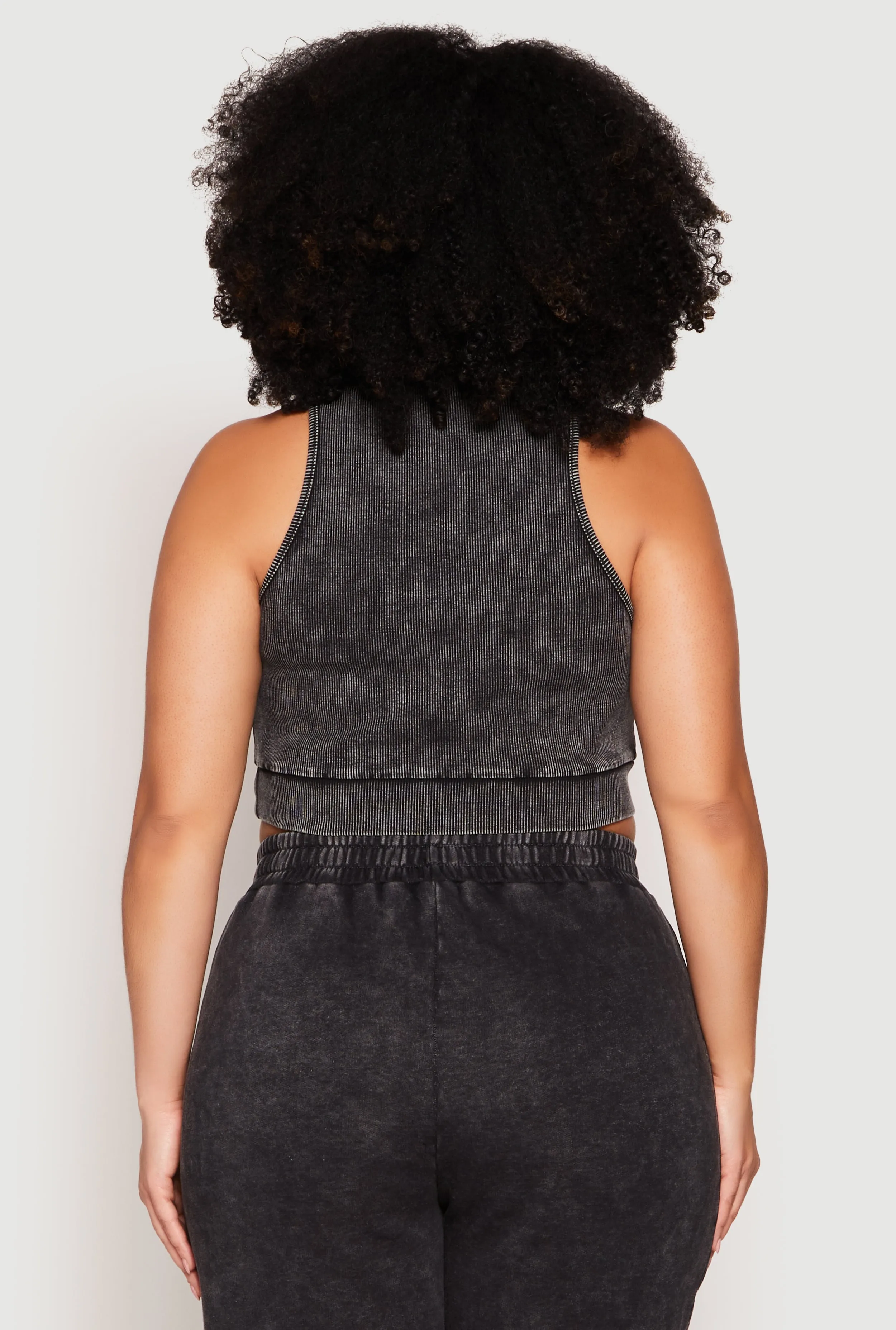 Plus Size Ribbed Knit Acid Wash Racerback Crop Top sold by Rainbow product image thumbnail 5