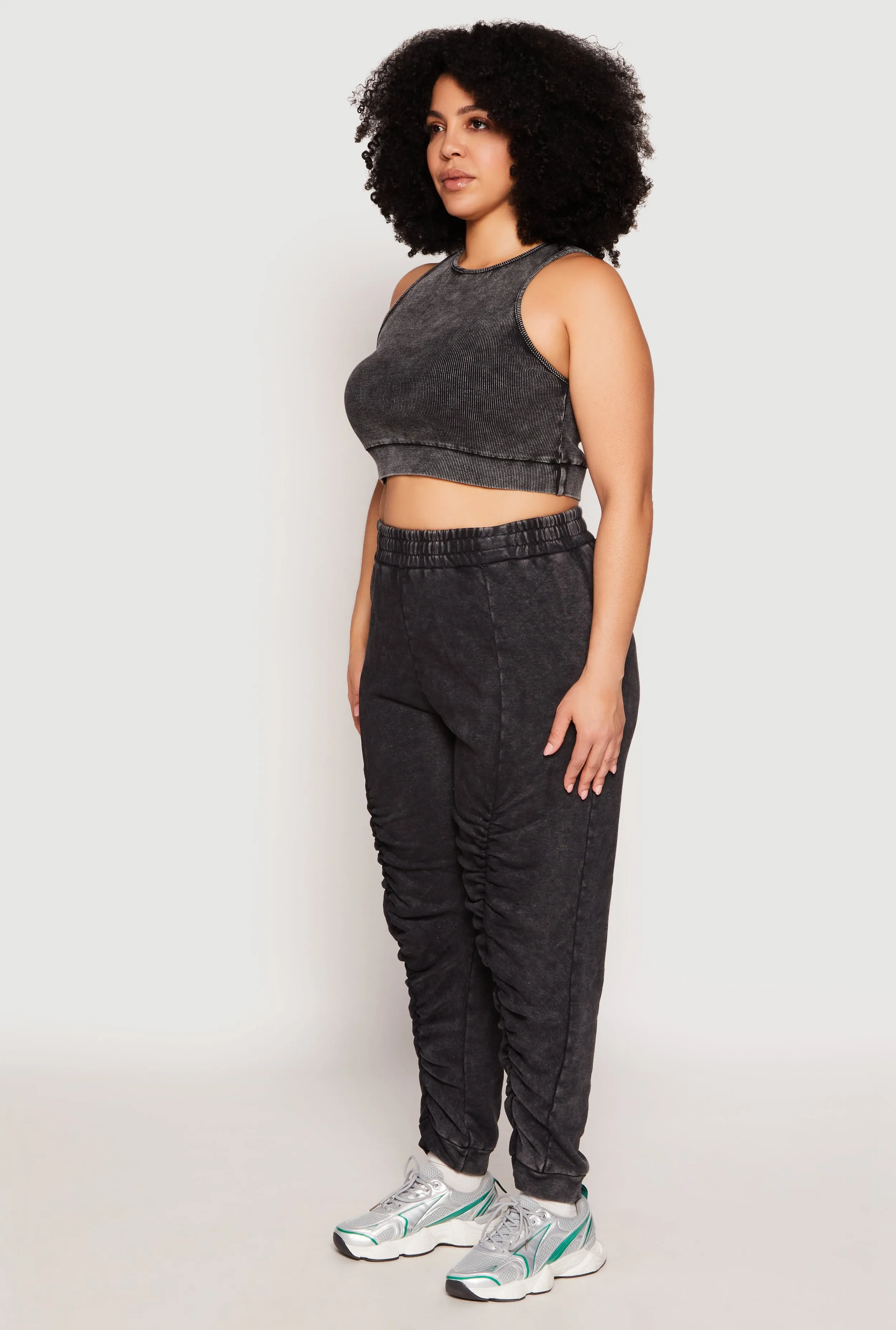 Plus Size Ribbed Knit Acid Wash Racerback Crop Top sold by Rainbow product image thumbnail 3