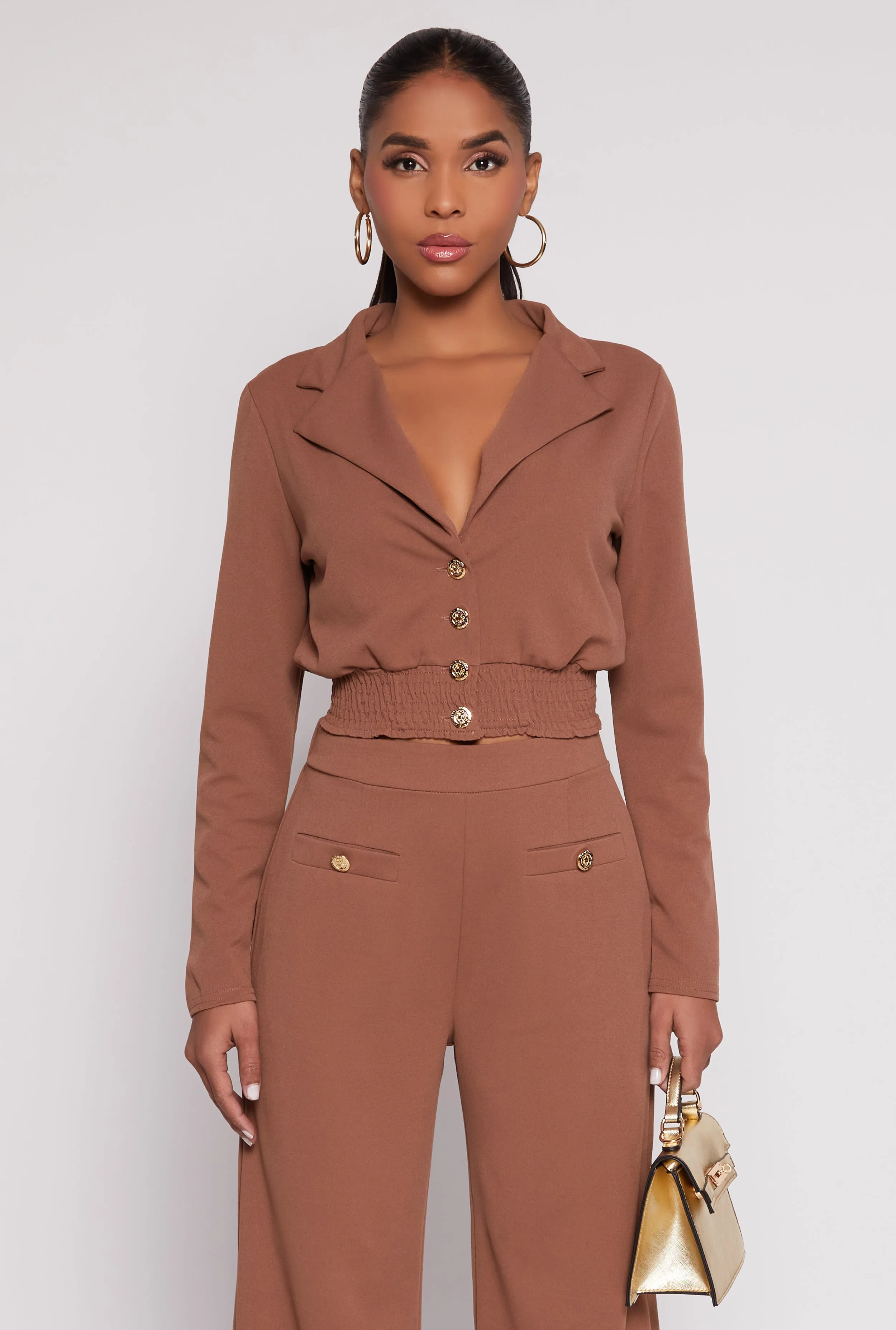 Smocked Button Front Blouse sold by Rainbow