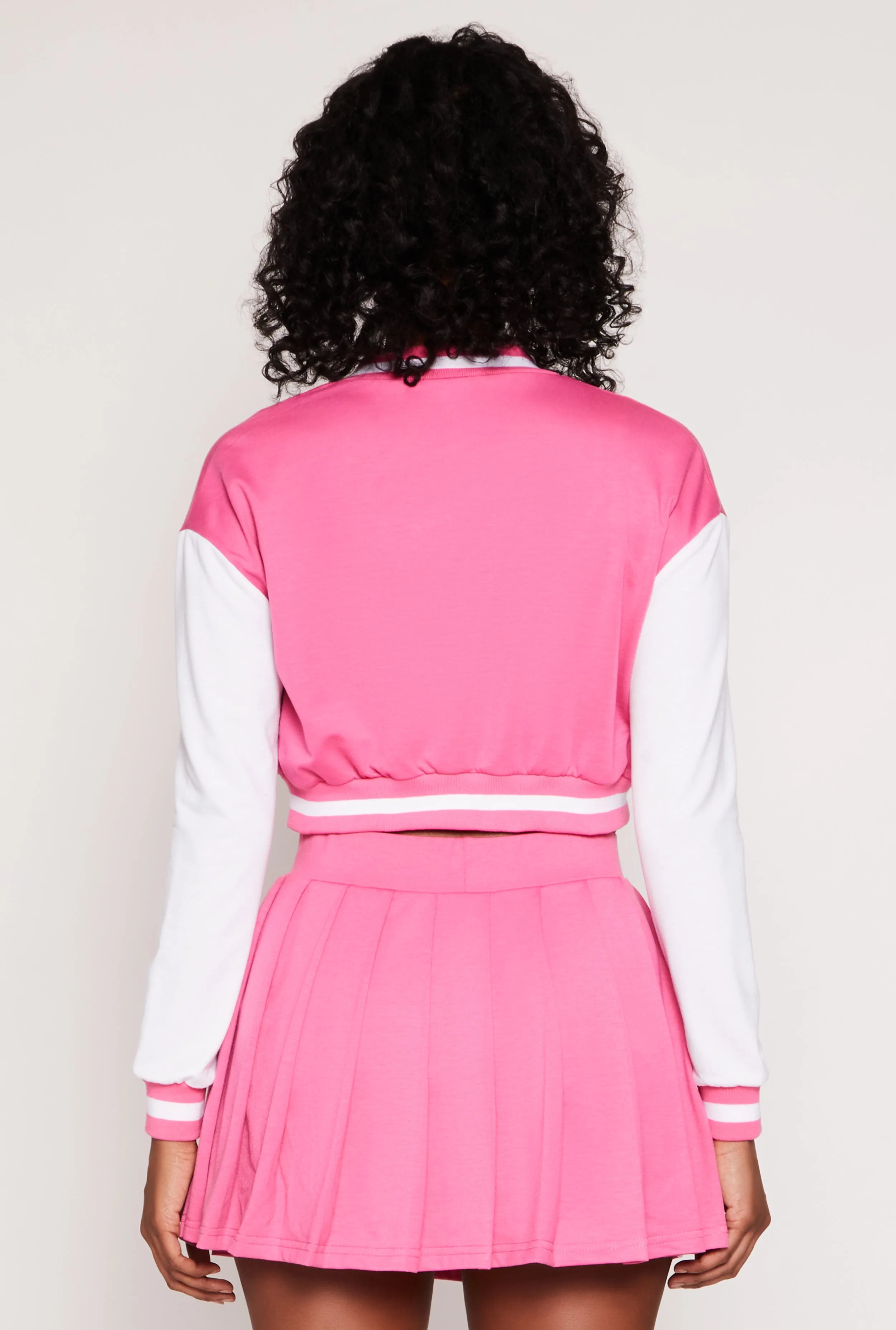 Chenille A Initial Cropped Varsity Jacket sold by Rainbow product image thumbnail 5