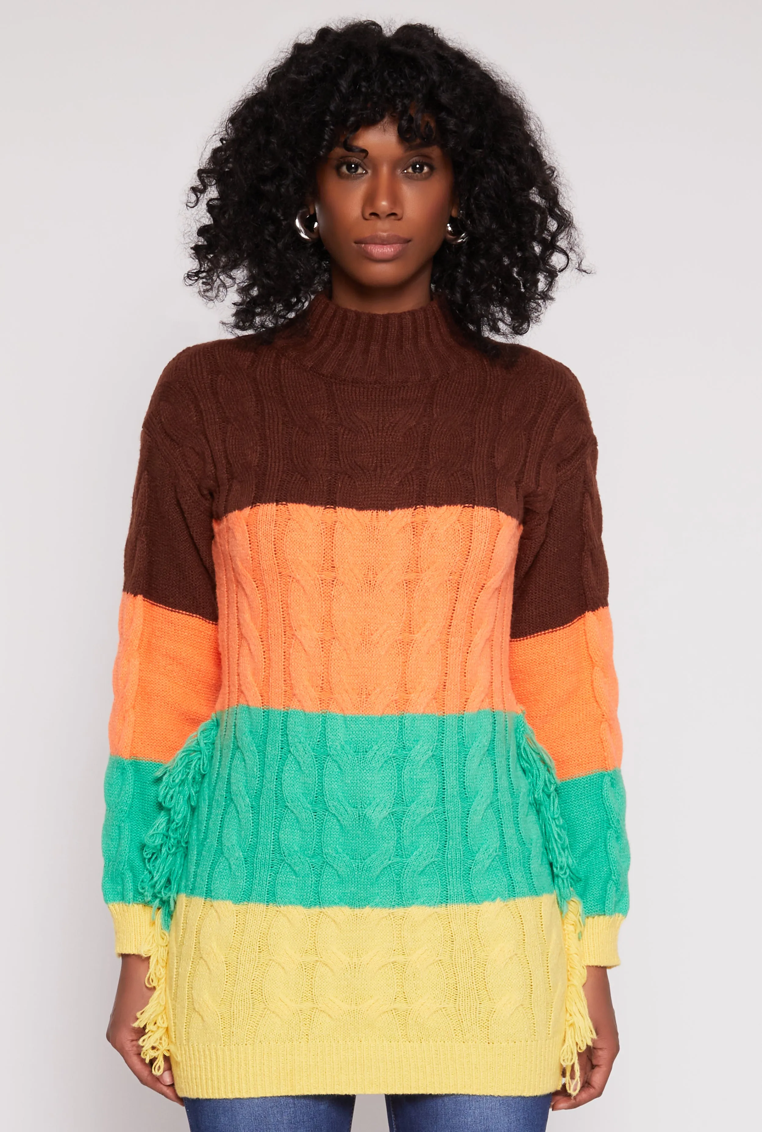 Daisy Cable Knit Fringe Side Tunic Sweater sold by Rainbow product image thumbnail 2