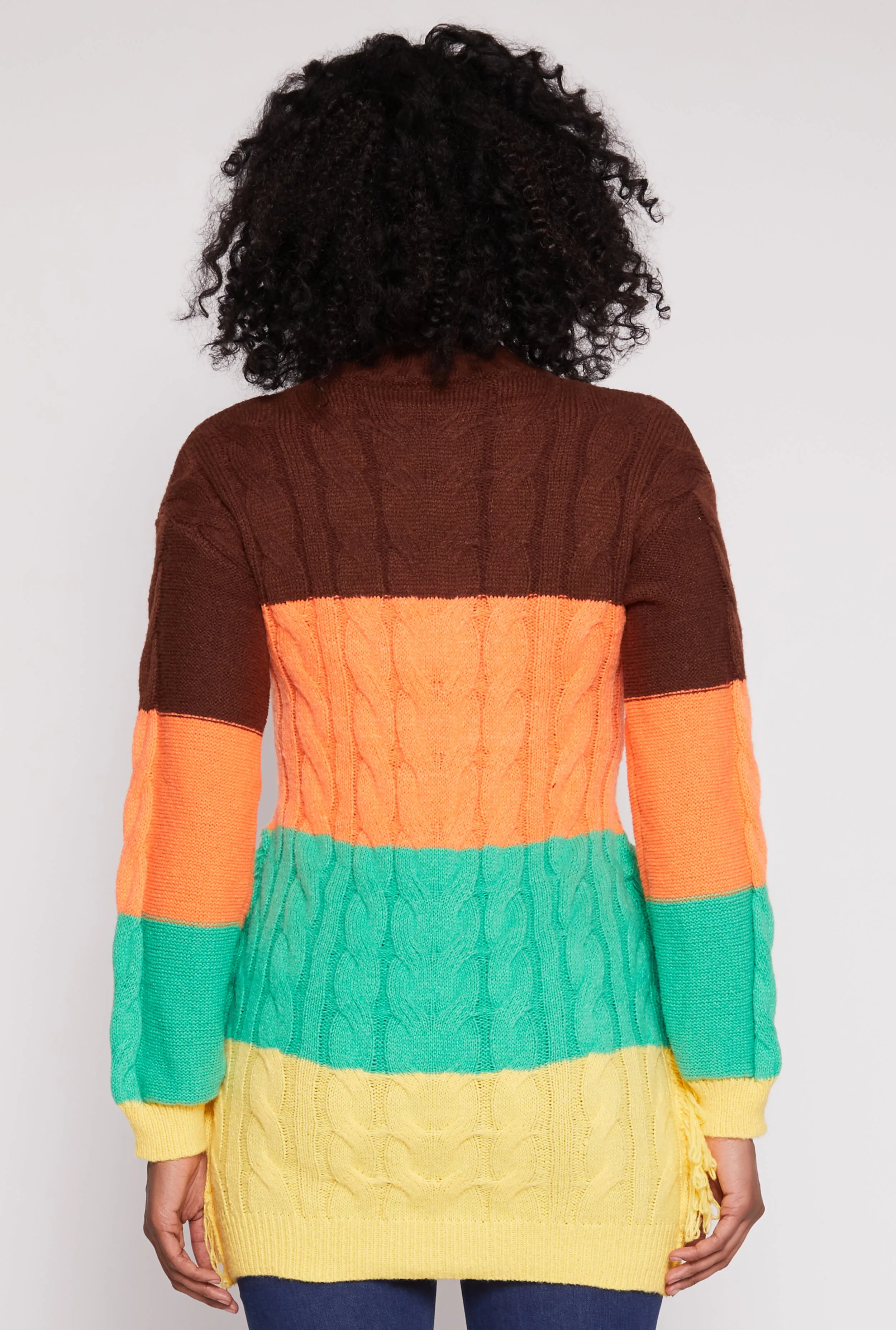 Daisy Cable Knit Fringe Side Tunic Sweater sold by Rainbow product image thumbnail 5