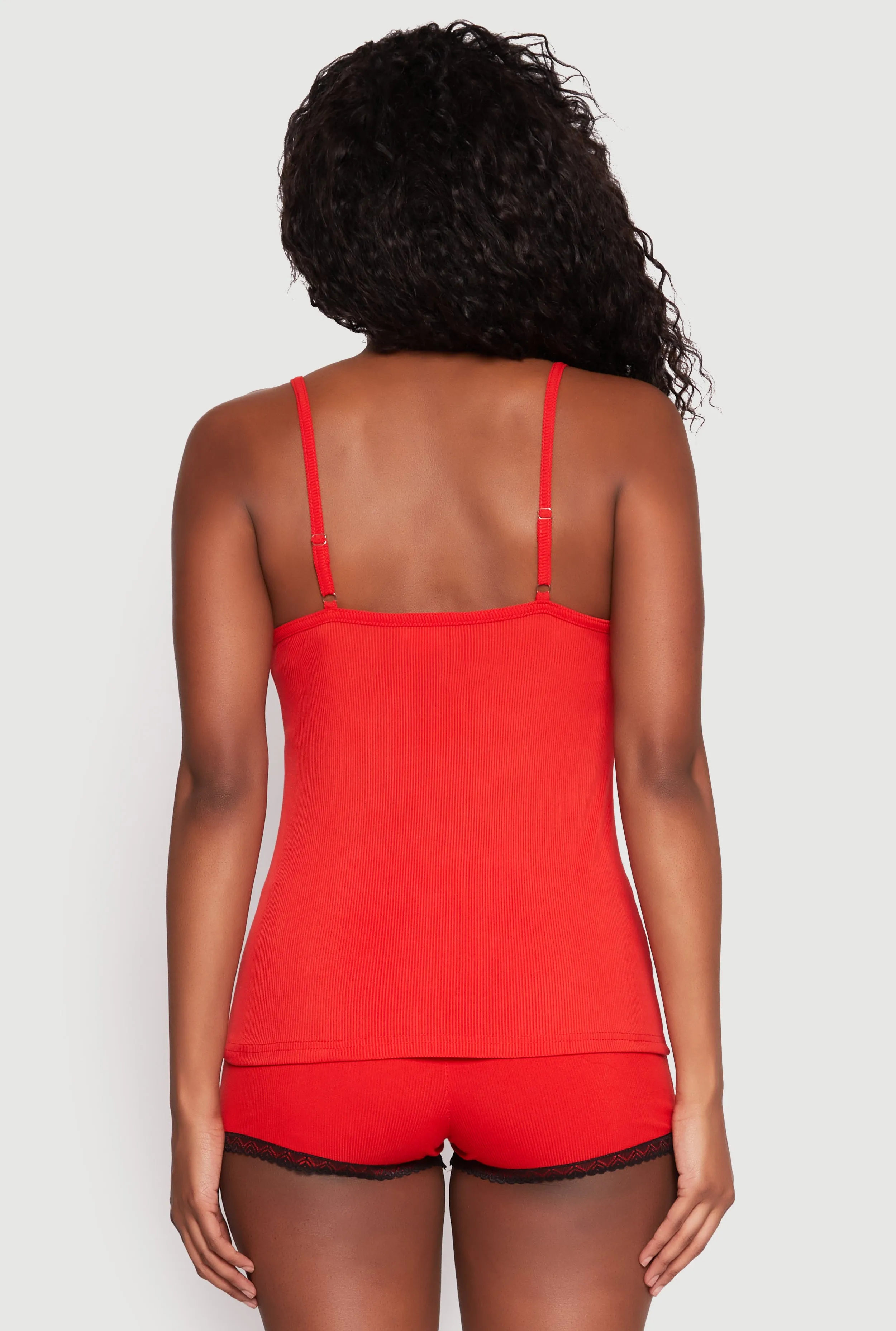 Rib Knit Lace Trim Pajama Cami with Shorts sold by Rainbow product image thumbnail 2