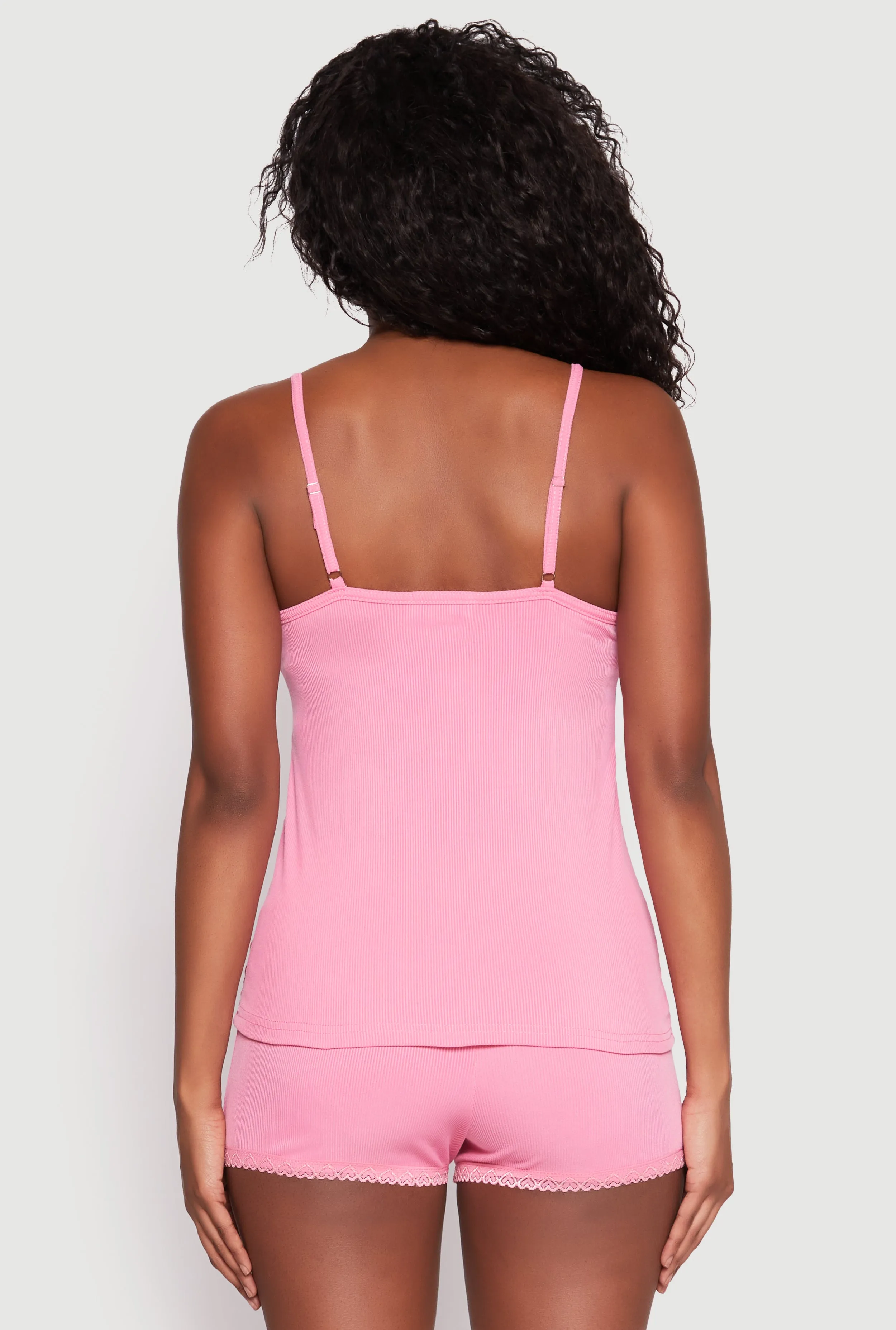 Rib Knit Lace Trim Pajama Cami with Shorts sold by Rainbow product image thumbnail 2