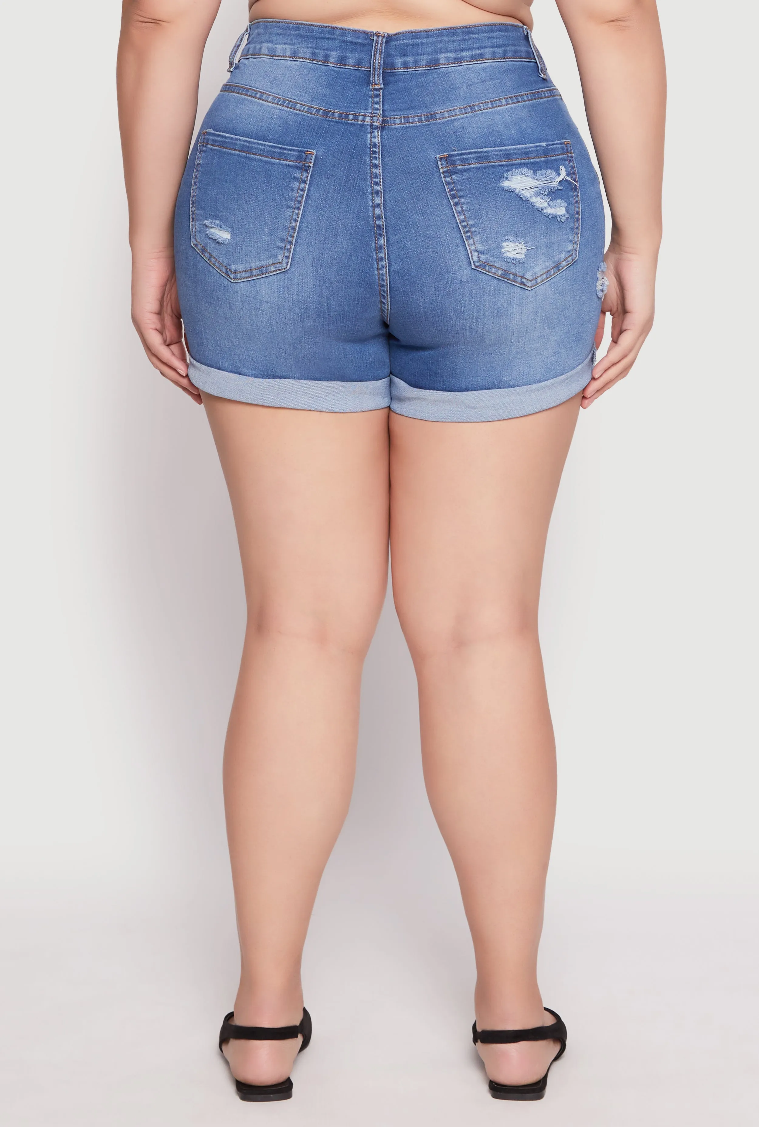 Plus Size WAX Whiskered Distressed Denim Shorts sold by Rainbow product image thumbnail 5