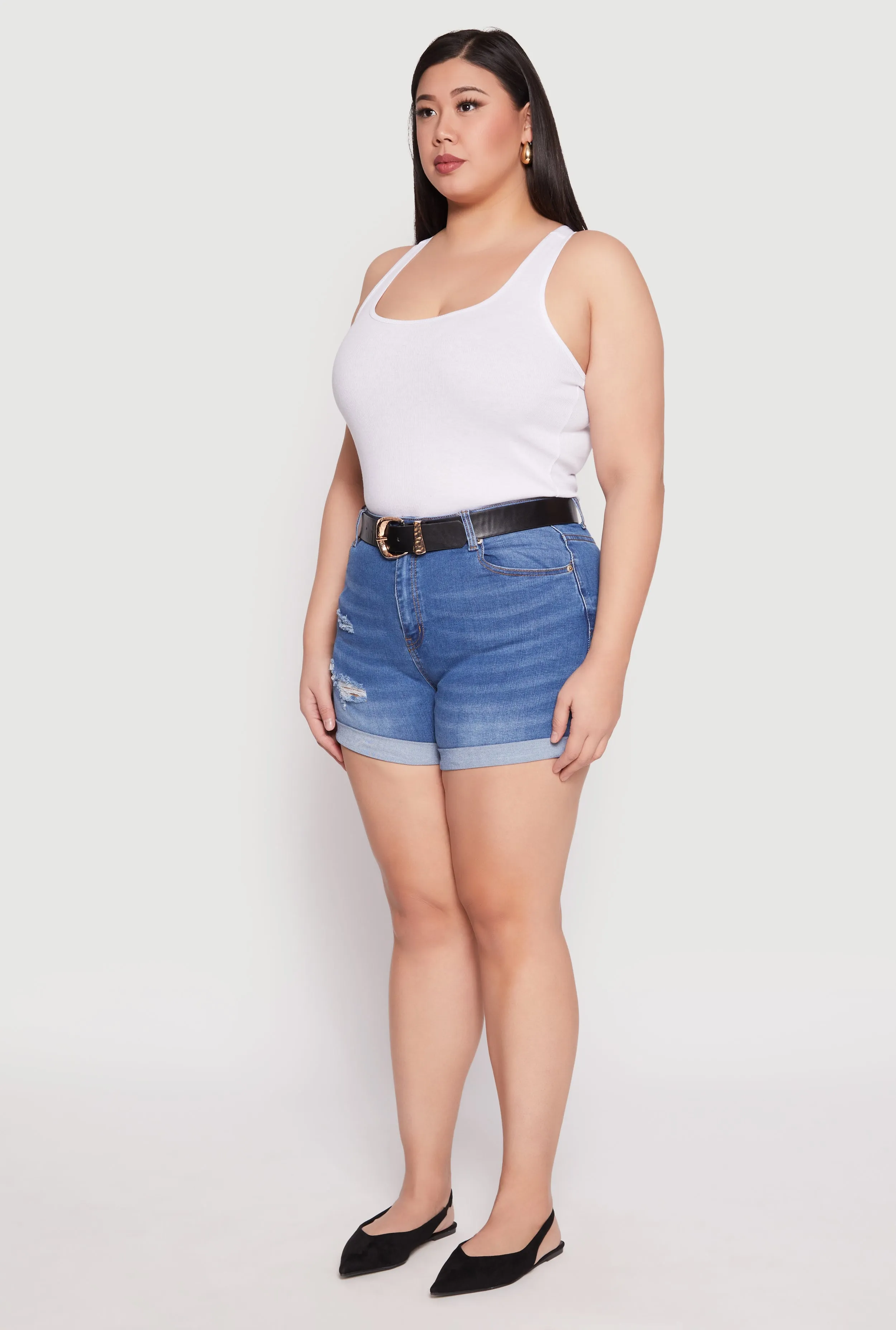 Plus Size WAX Whiskered Distressed Denim Shorts sold by Rainbow product image thumbnail 2