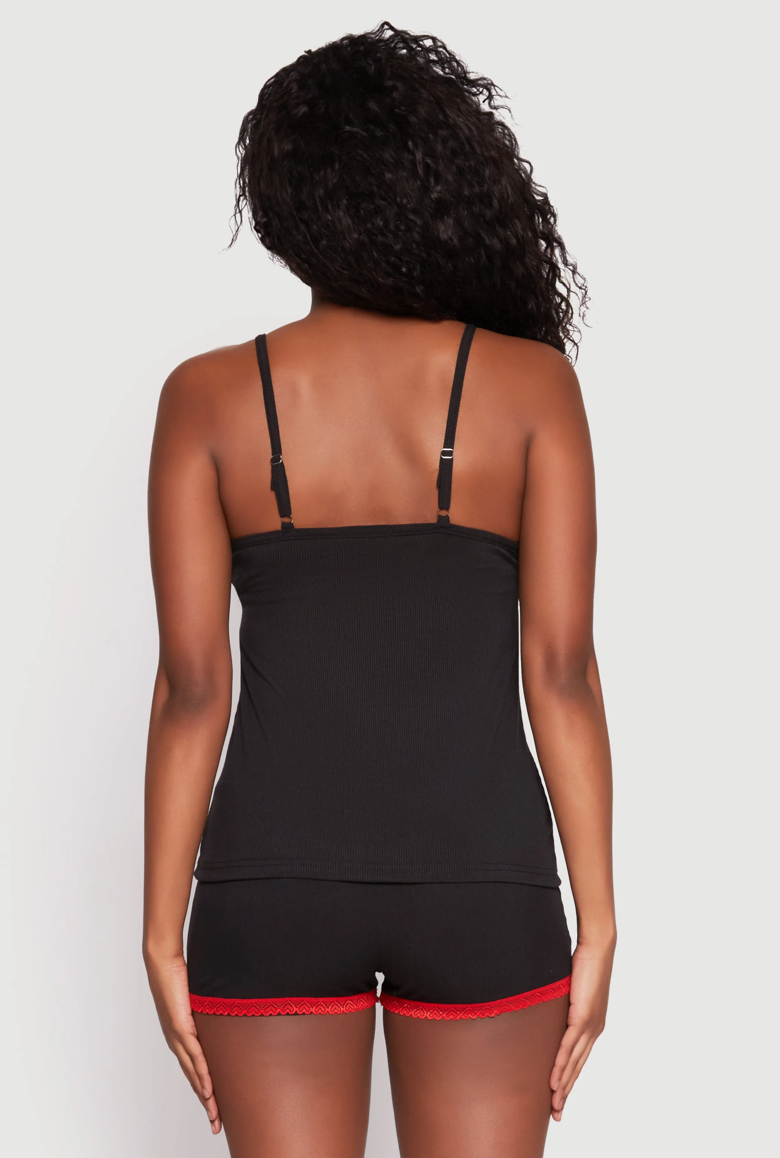 Rib Knit Lace Trim Pajama Cami with Shorts sold by Rainbow product image thumbnail 2