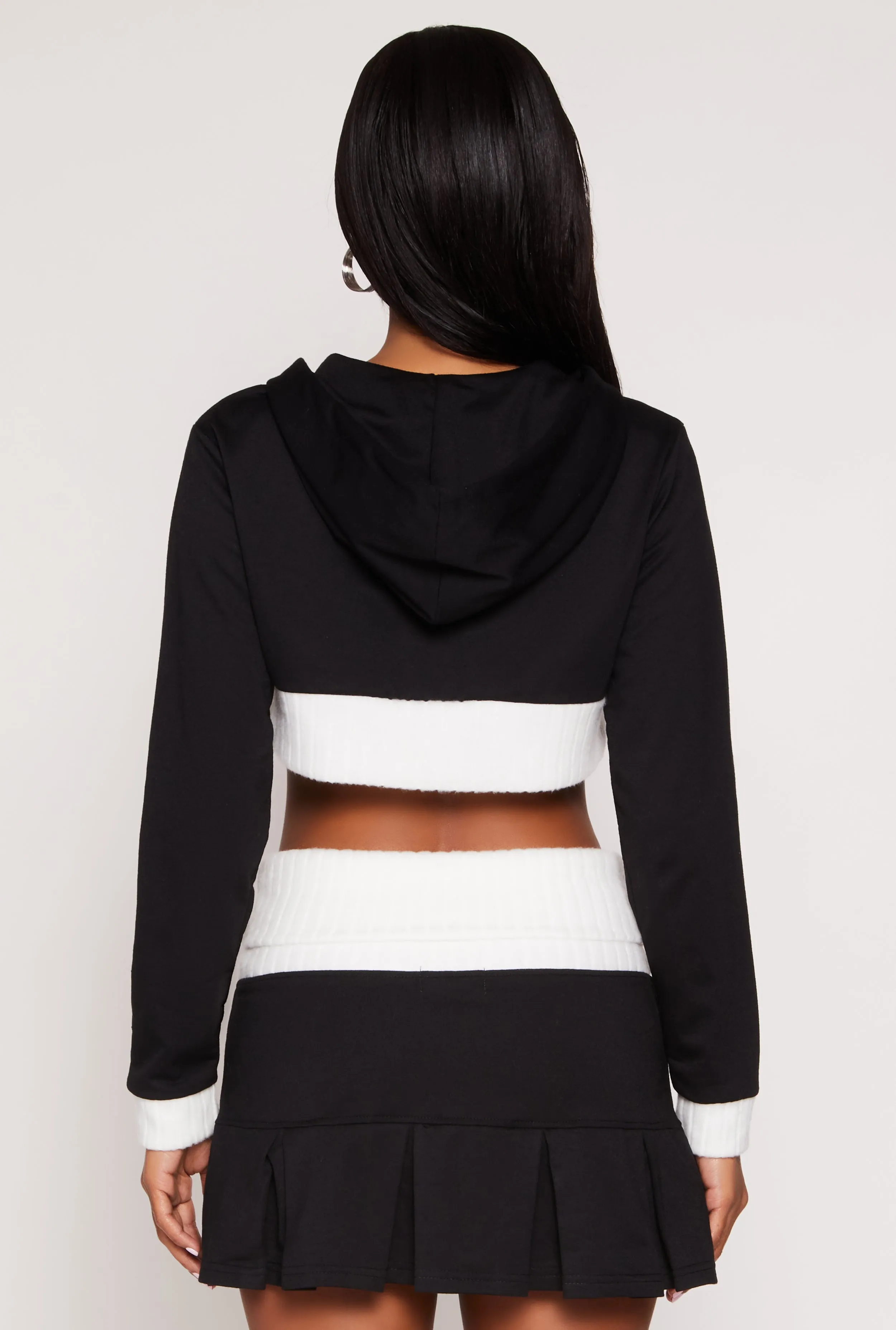 Two Toned Trim Cropped Hooded Sweatshirt sold by Rainbow product image thumbnail 5