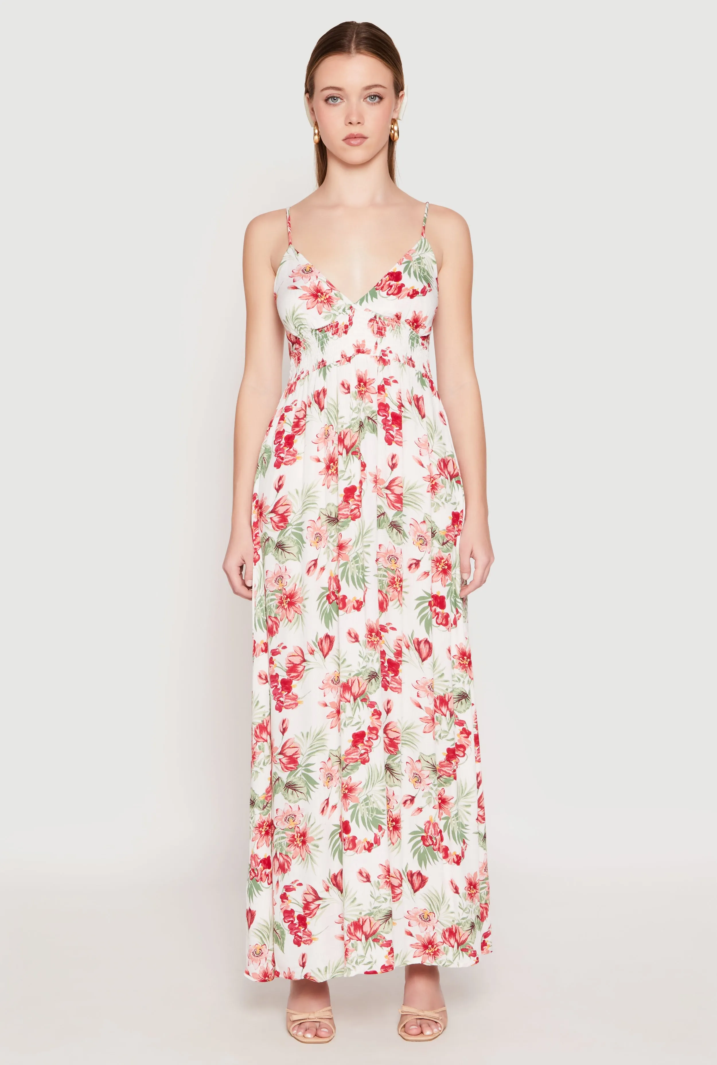 Floral Print Empire Waist Maxi Dress sold by Rainbow