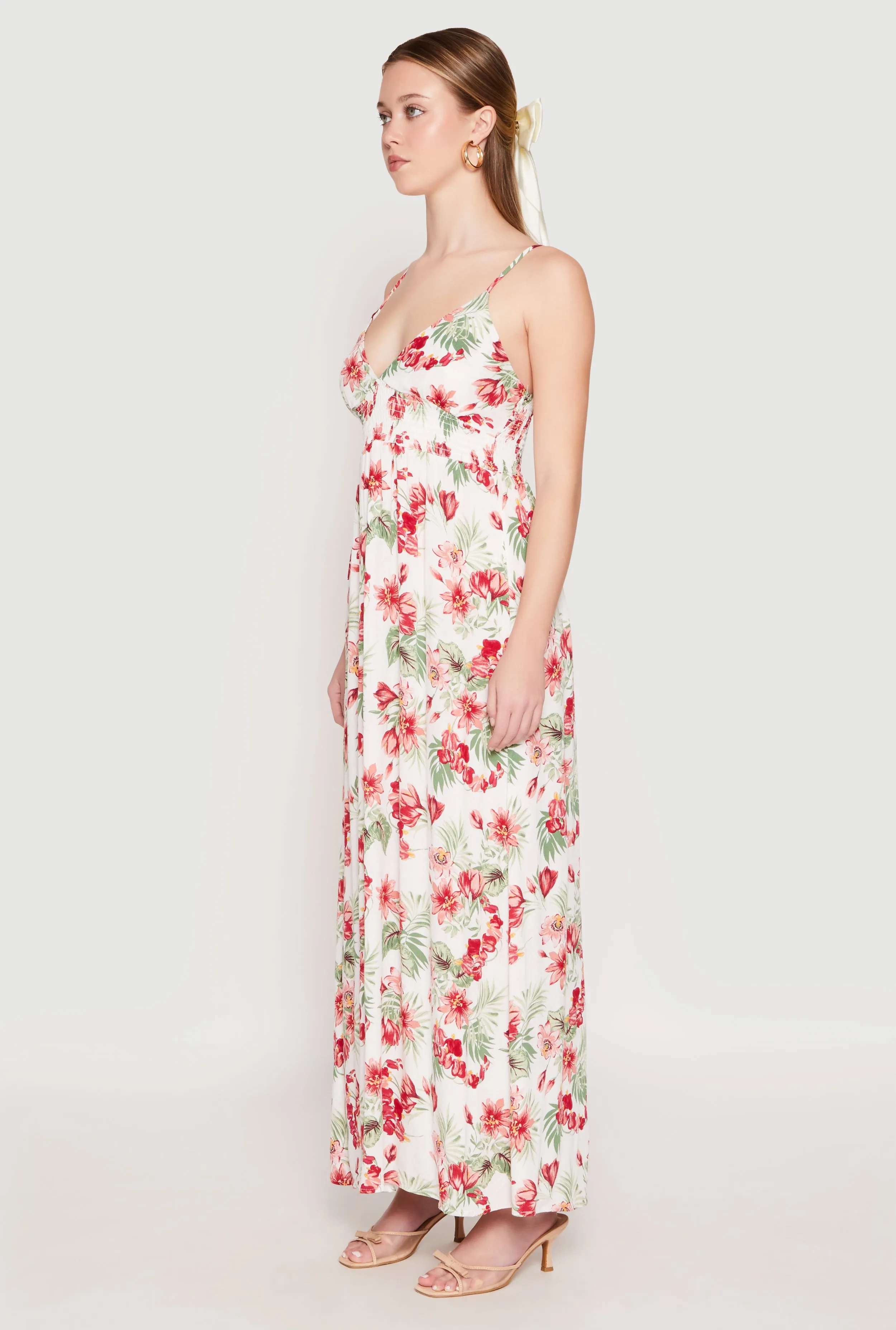Floral Print Empire Waist Maxi Dress sold by Rainbow product image thumbnail 2